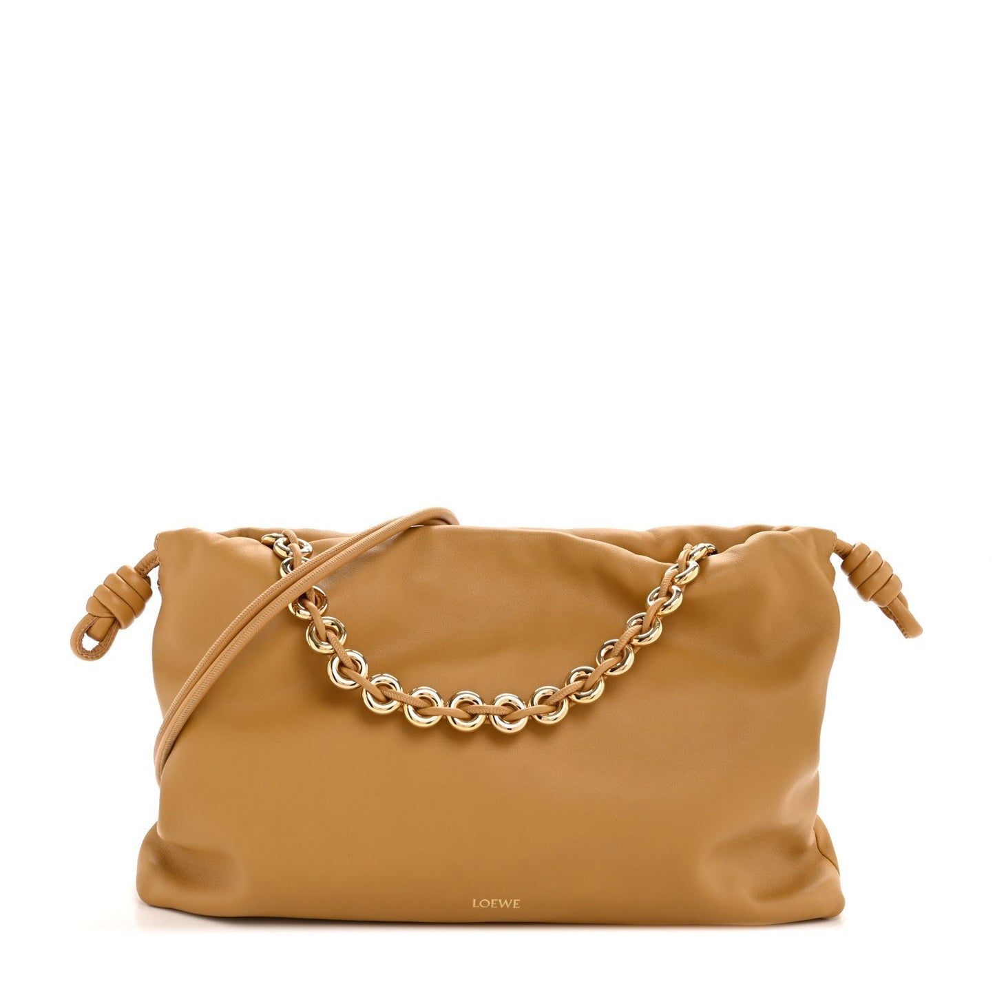 Mellow Nappa Donut Chain Large Flamenco Knot Clutch  Sahara