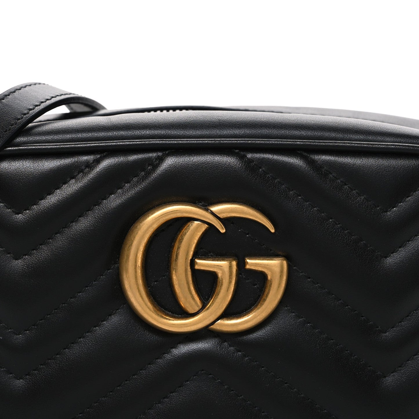 Calfskin Matelasse Small GG Marmont Chain Shoulder Bag Black