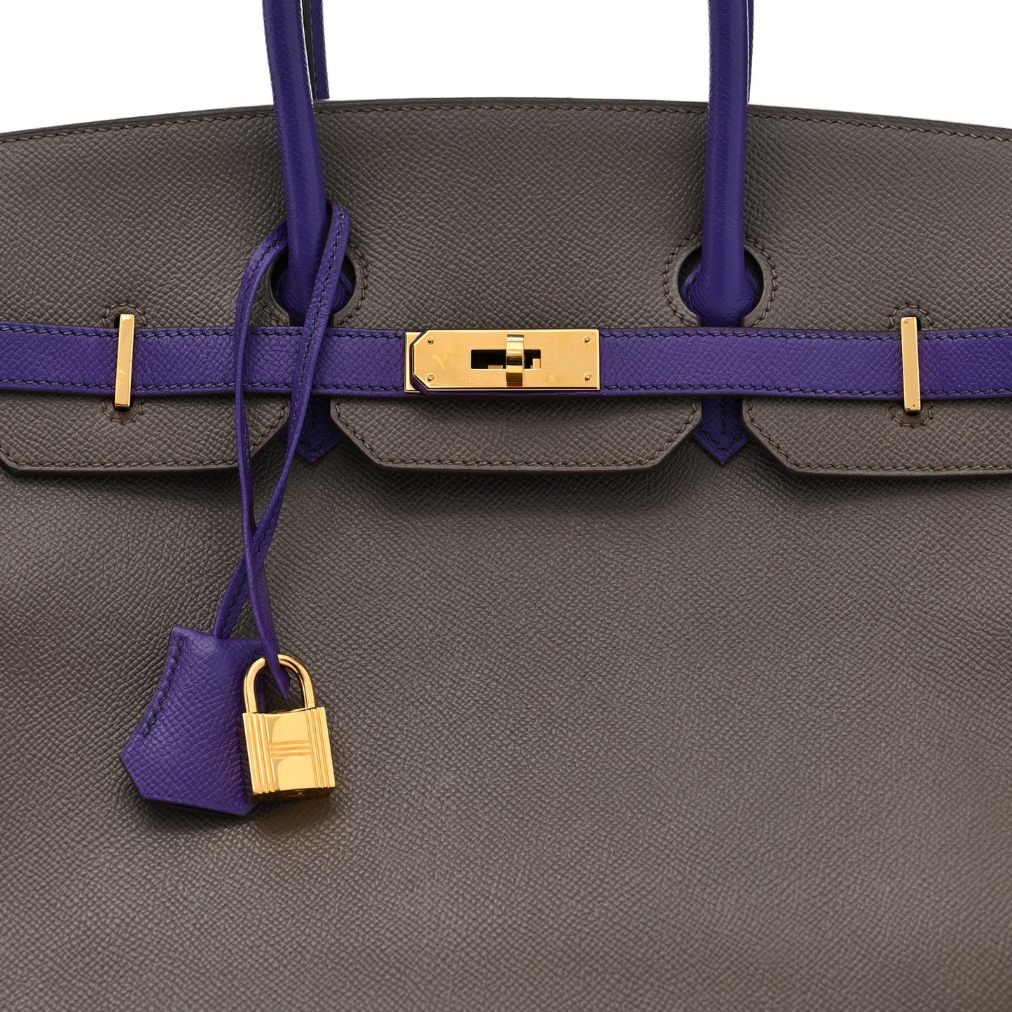Epsom Bi-Color Horseshoe Birkin 35 Etain Crocus