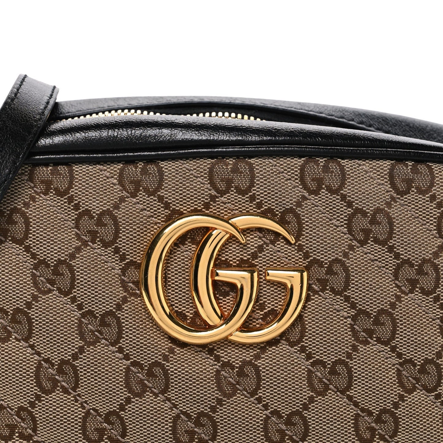 Monogram Matelasse Diagonal Small GG Marmont Chain Shoulder Bag Beige Black