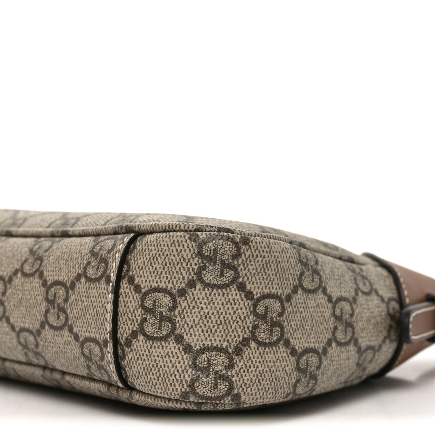 GG Supreme Monogram Textured Calfskin Small Emblem Shoulder Bag Beige Dark Brown