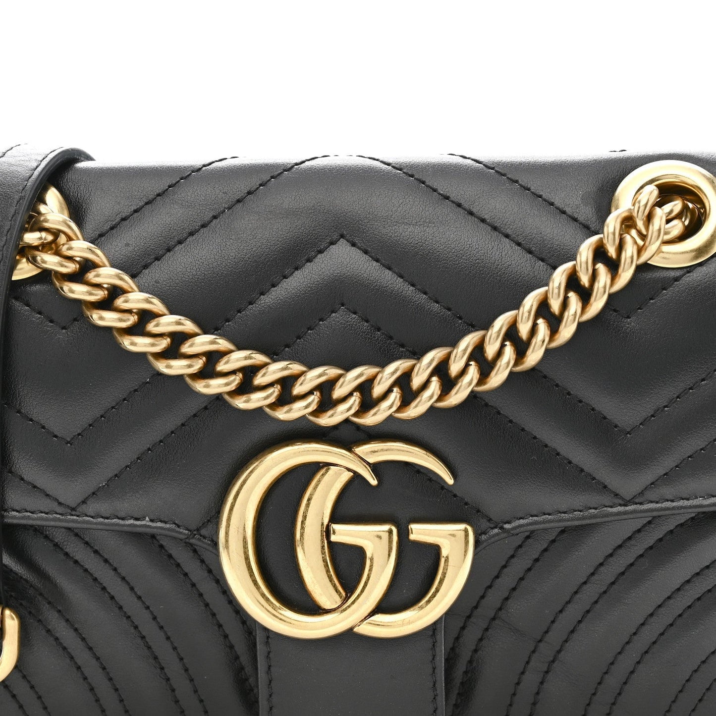Calfskin Matelasse Mini GG Marmont Shoulder Bag Black