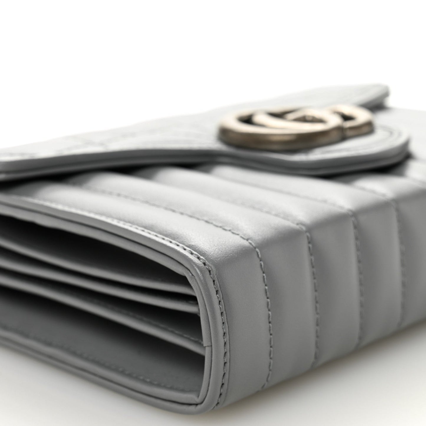 Calfskin Matelasse Aria GG Marmont Chain Wallet Deep Grey