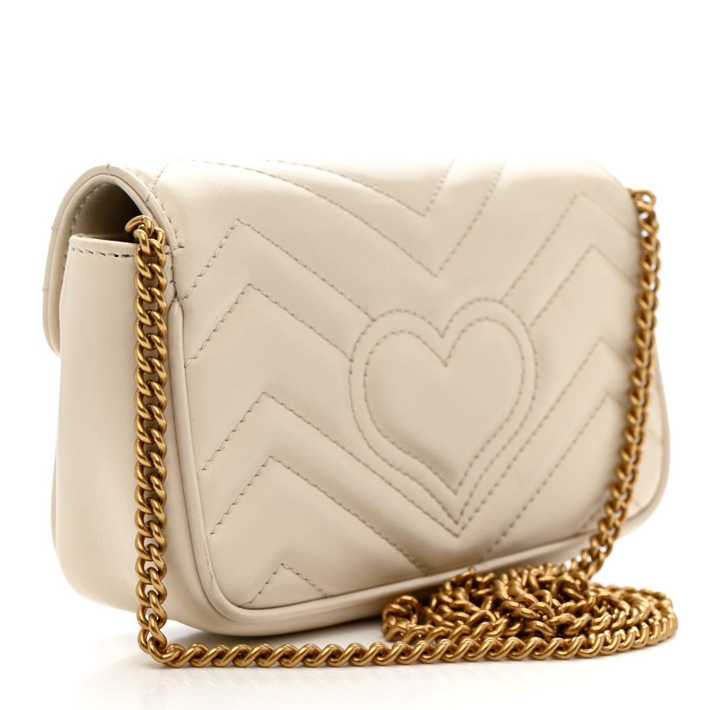 Calfskin Matelasse Super Mini GG Marmont Shoulder Bag White