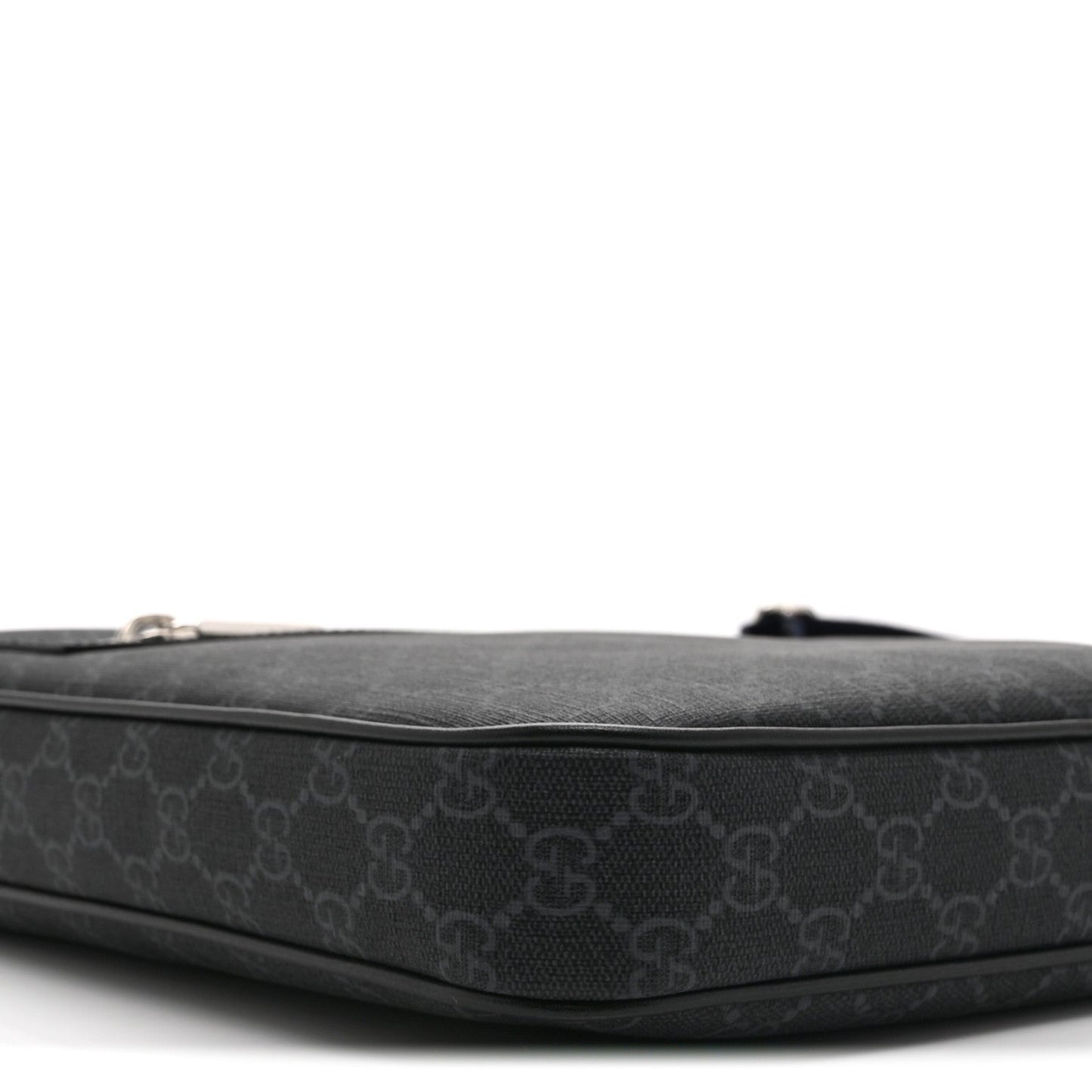 GG Supreme Monogram Web Small Flat Messenger Bag Black Grey
