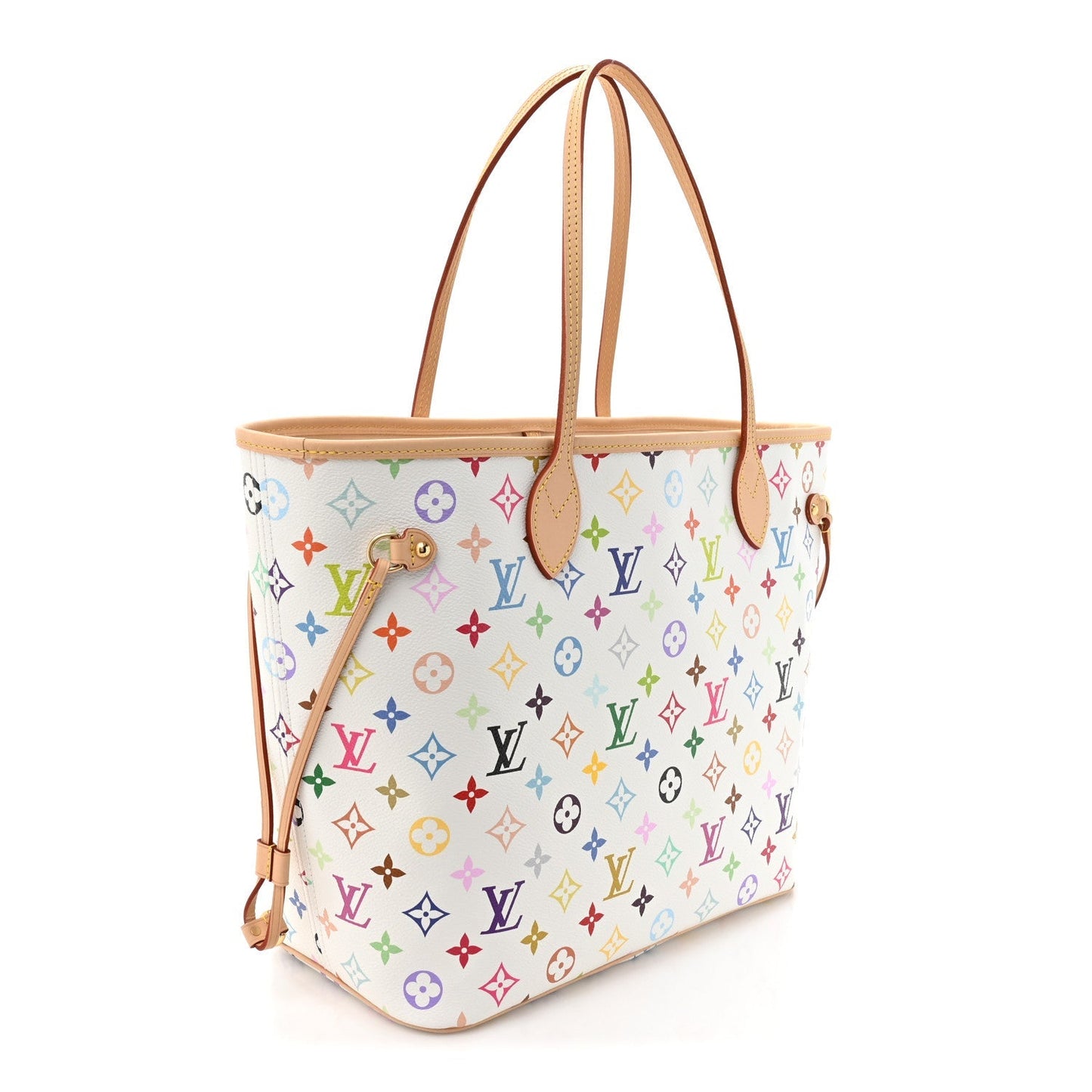 LV x TM Monogram Multicolor Neverfull MM White