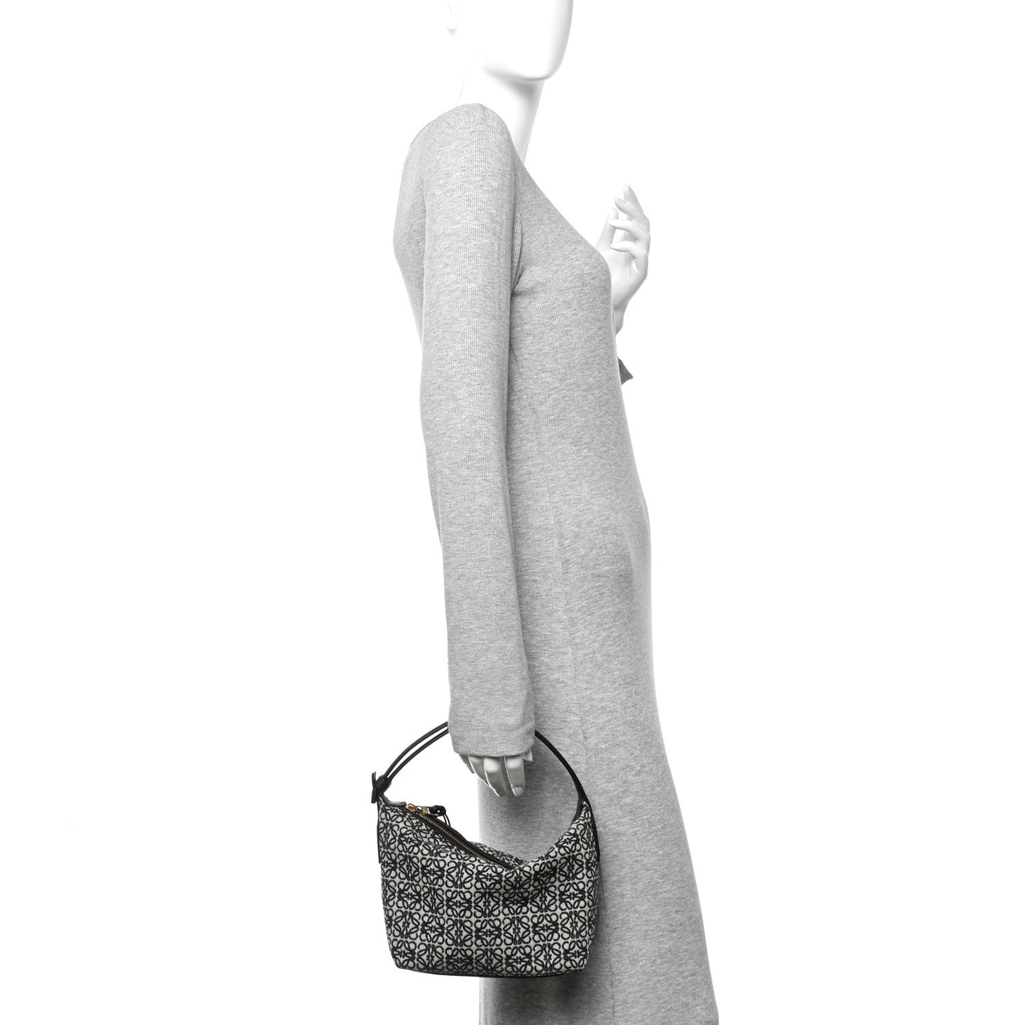 Jacquard Anagram Calfskin Small Cubi Bag Navy Black