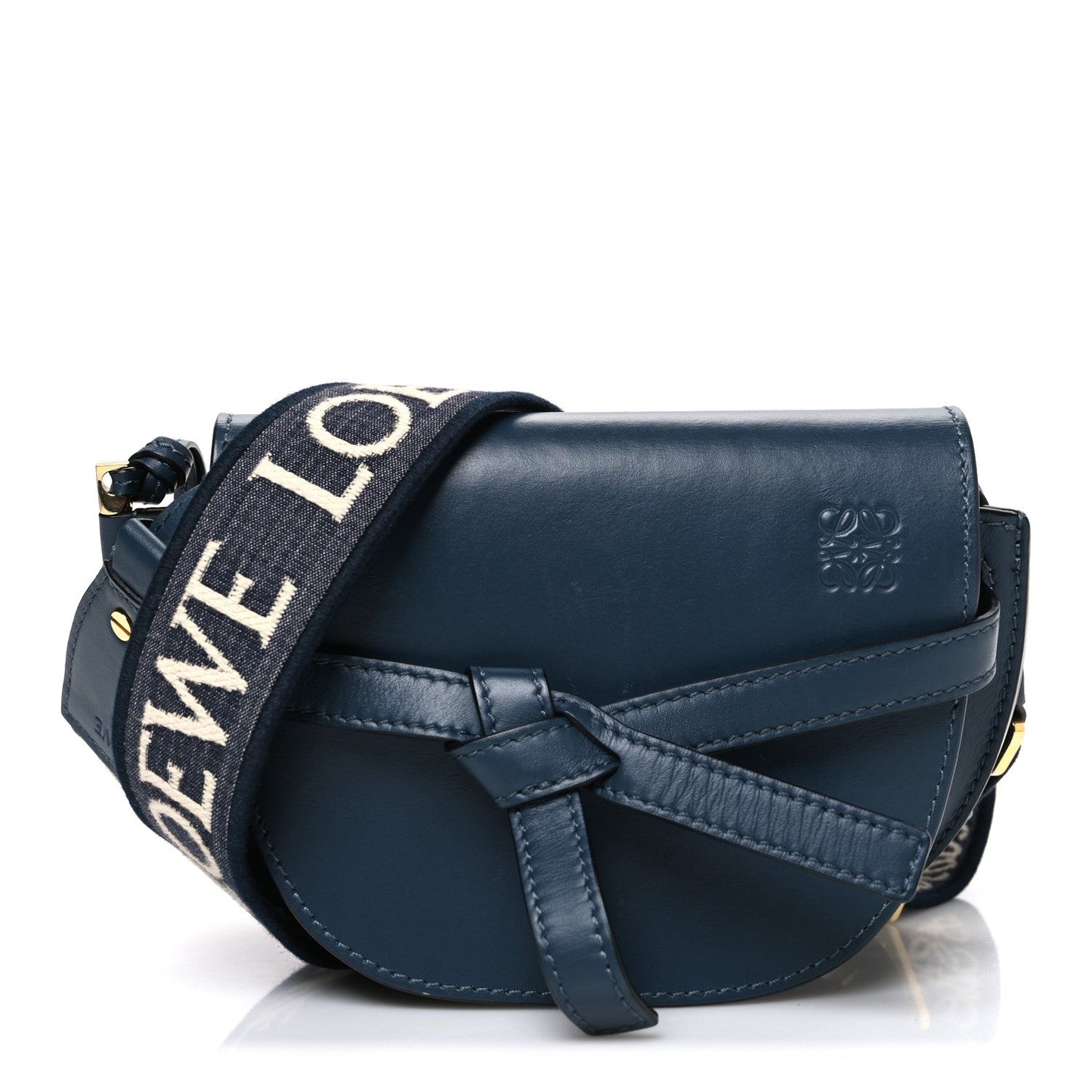 Calfskin Jacquard Mini Gate Crossbody Bag Onyx Blue