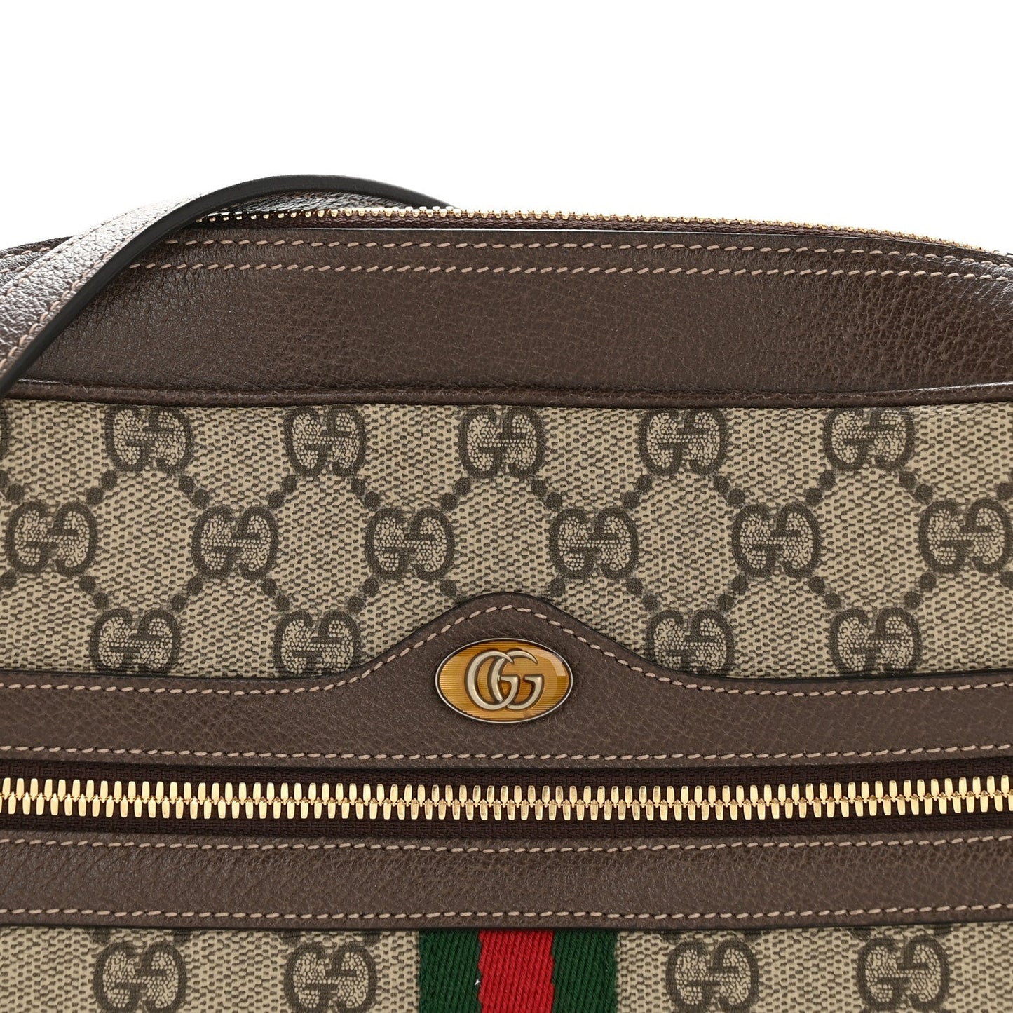 GG Supreme Monogram Web Small Ophidia Shoulder Bag Brown