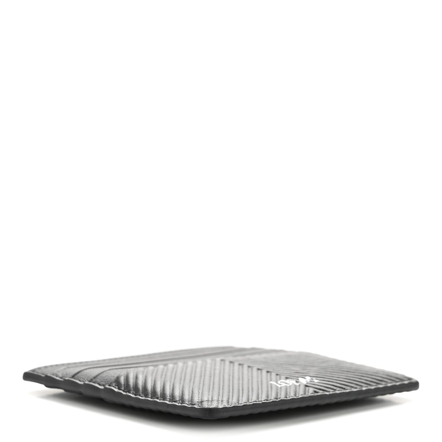 Textured Calfskin Plain Cardholder Black