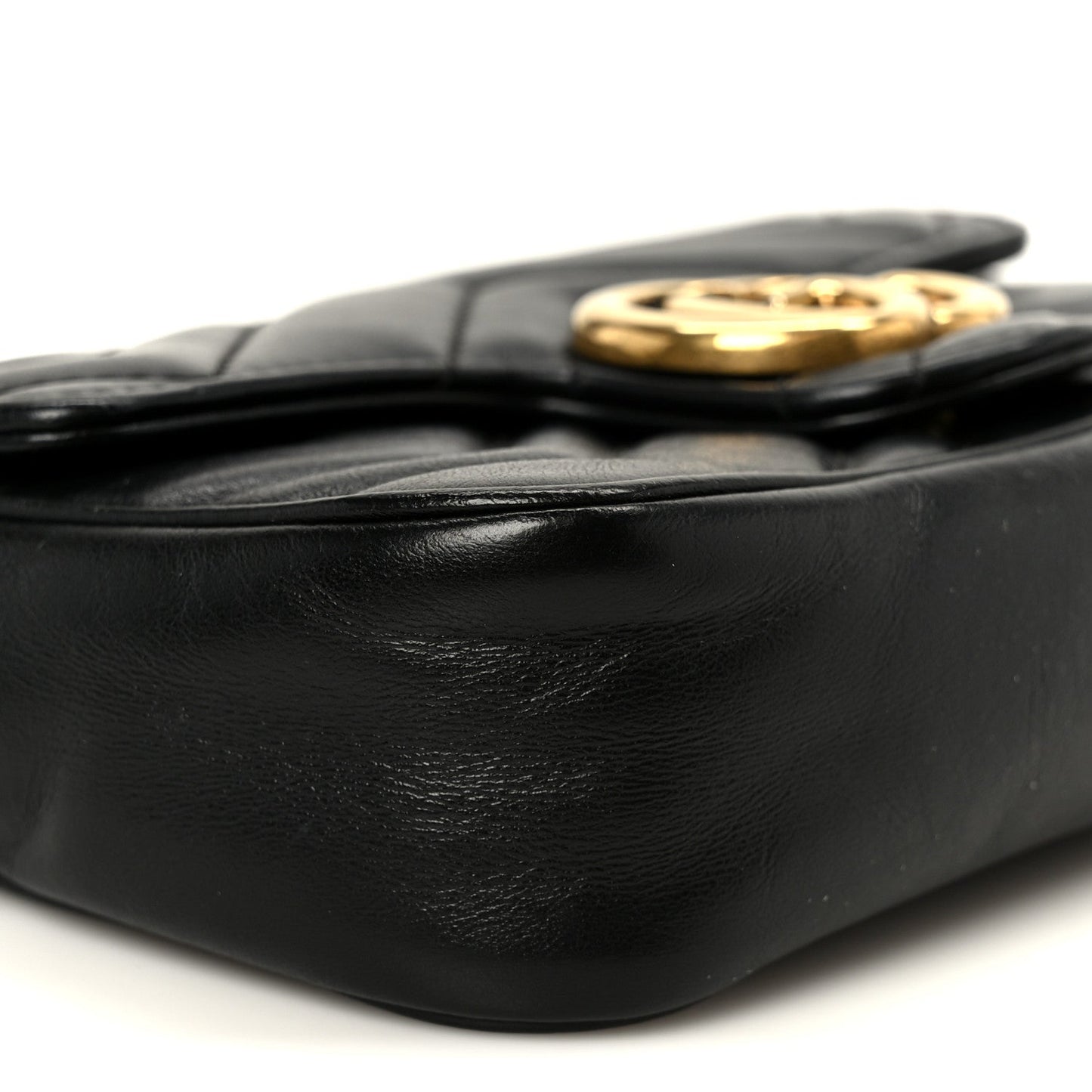 Calfskin Matelasse Super Mini GG Marmont Shoulder Bag Black