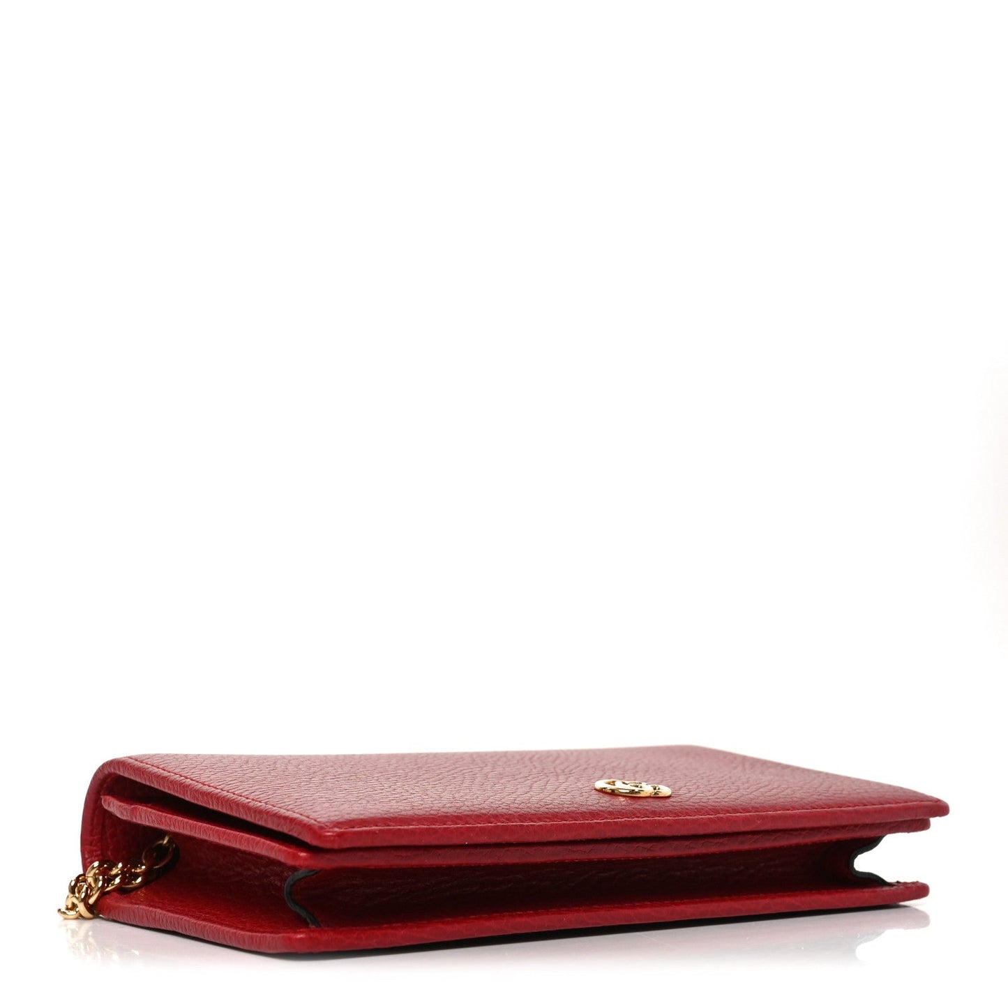 Dollar Calfskin Mini GG Marmont Chain Wallet Hibiscus Red