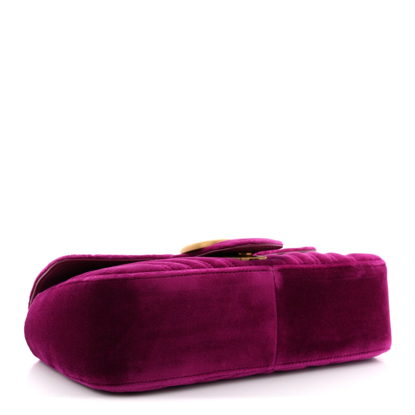 Velvet Matelasse Small GG Marmont Shoulder Bag Fuchsia Violet Cyclamen