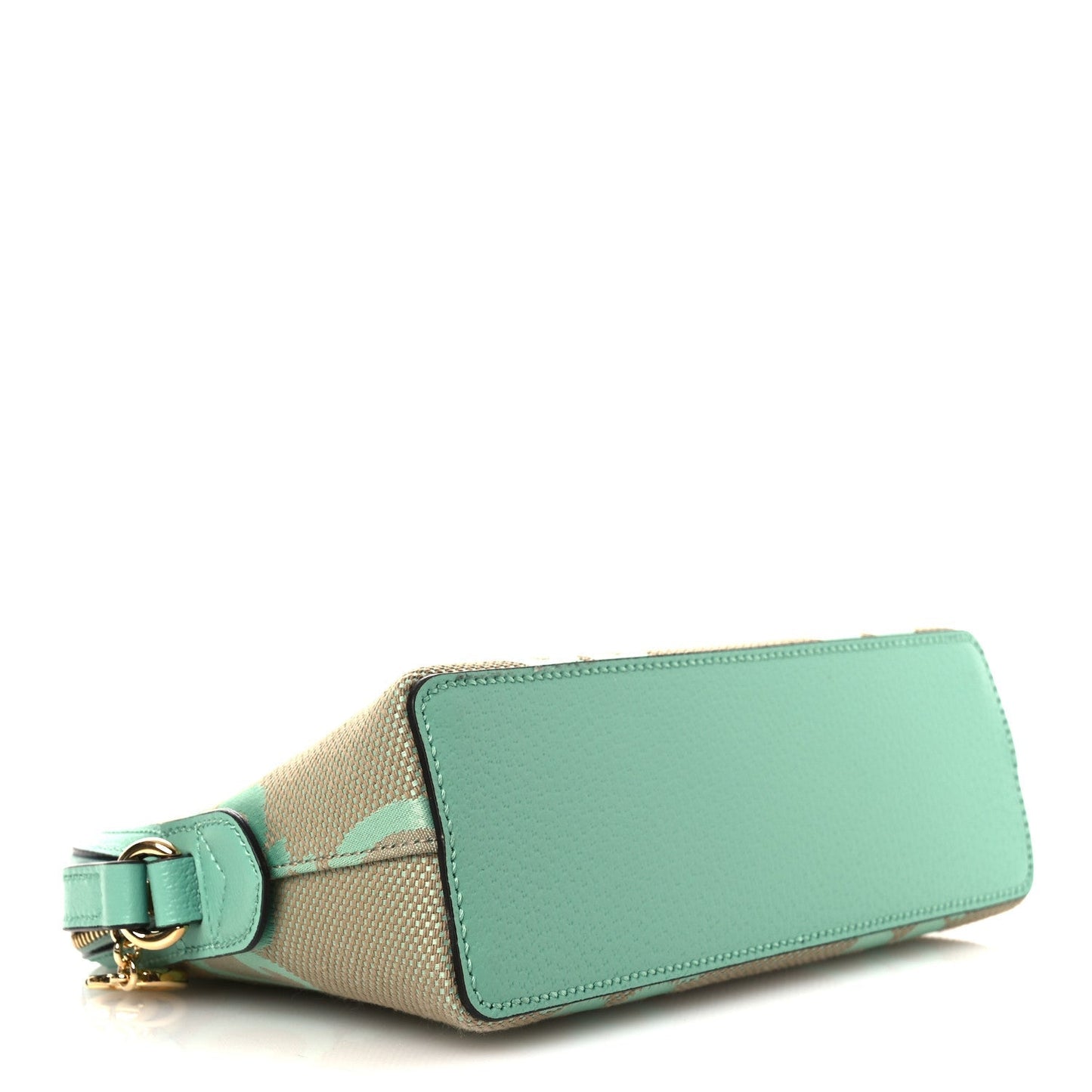 Monogram Jumbo GG Textured Dollar Calfskin Small Ophidia Dome Shoulder Bag Beige Pepperlight Mint