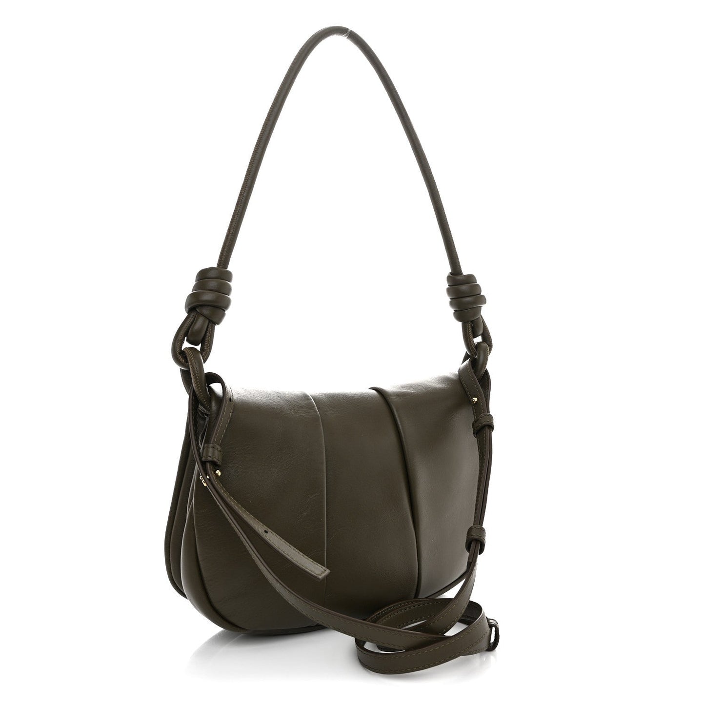 Shiny Nappa Calfskin Paseo Satchel Dark Khaki