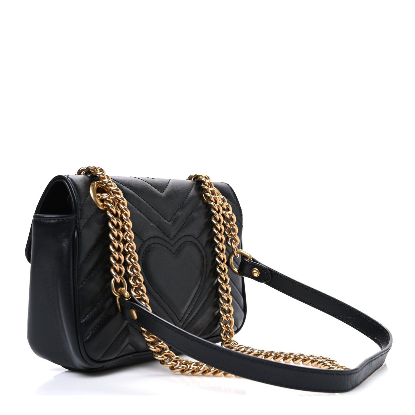 Calfskin Matelasse Mini GG Marmont Shoulder Bag Black