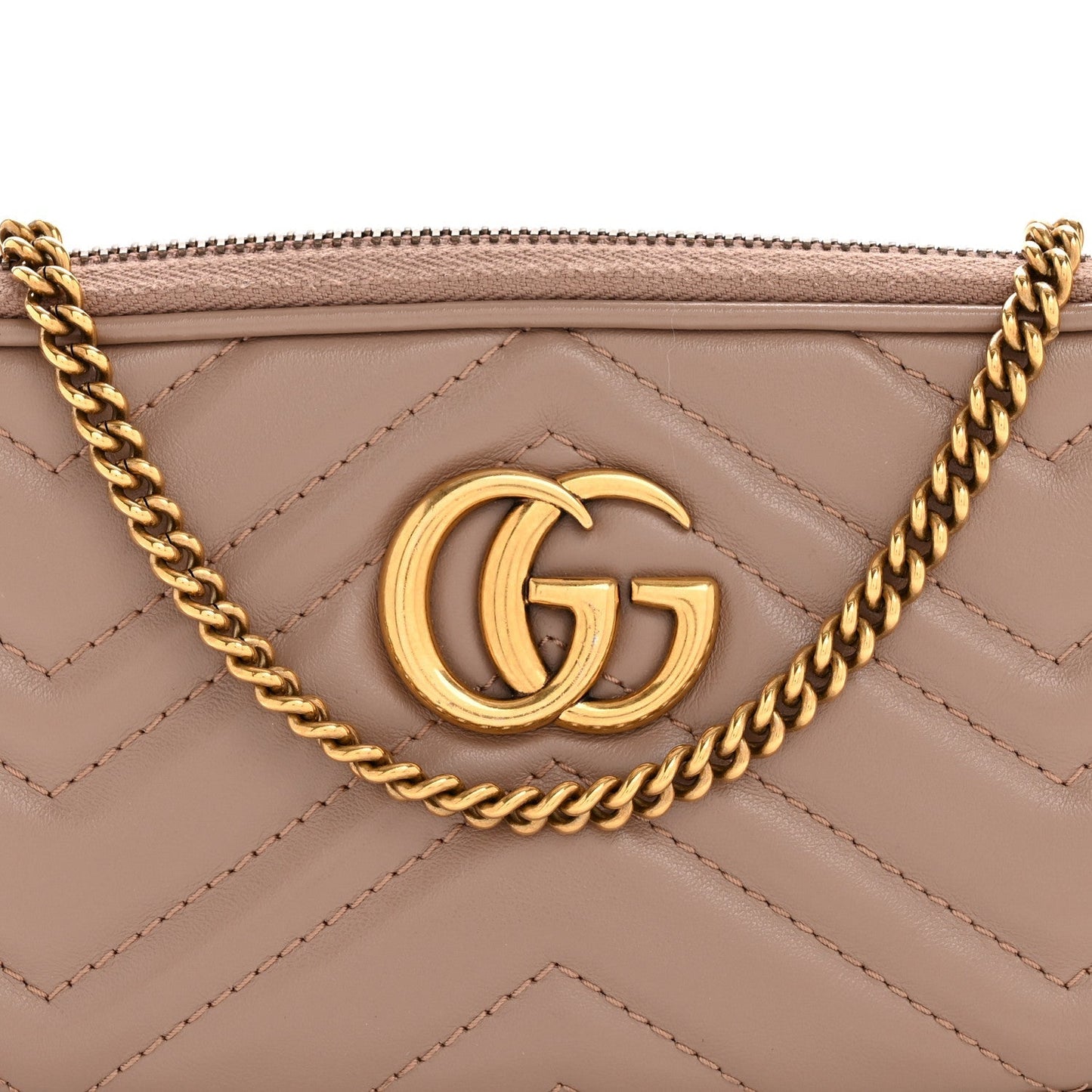 Calfskin Matelasse Mini GG Marmont Chain Crossbody Bag Porcelain Rose