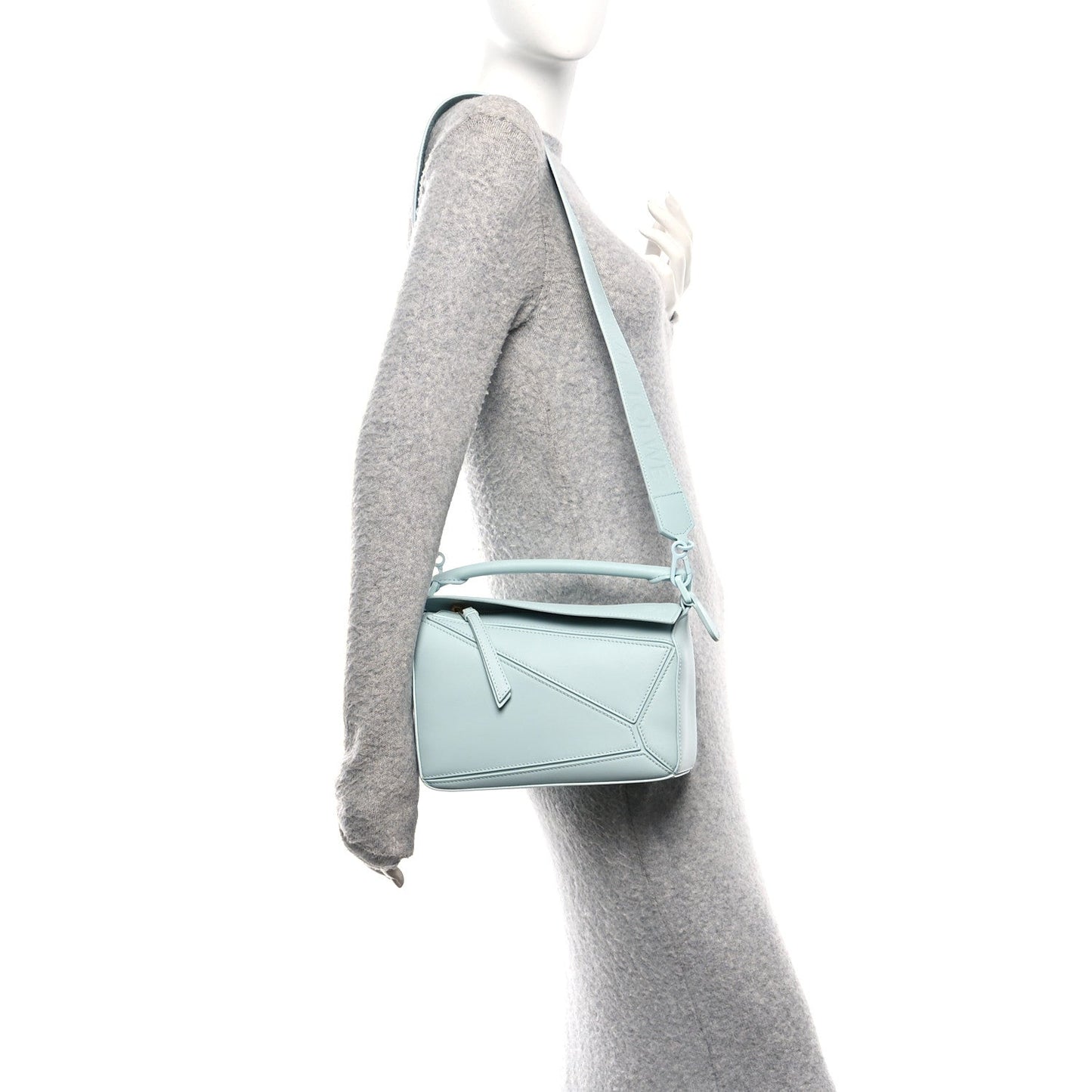 Calfskin Small Puzzle Bag Aquamarine