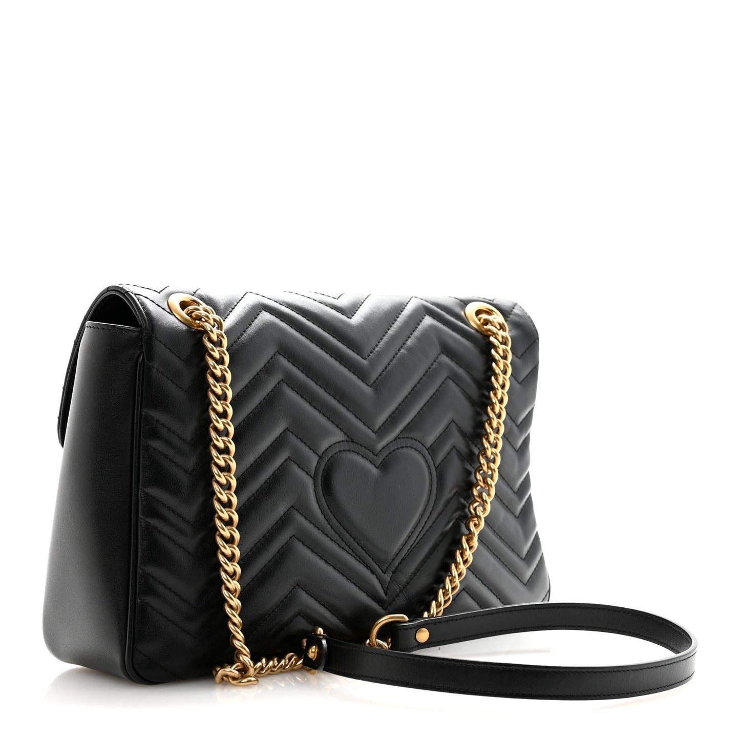 Calfskin Matelasse Medium GG Marmont Shoulder Bag Black