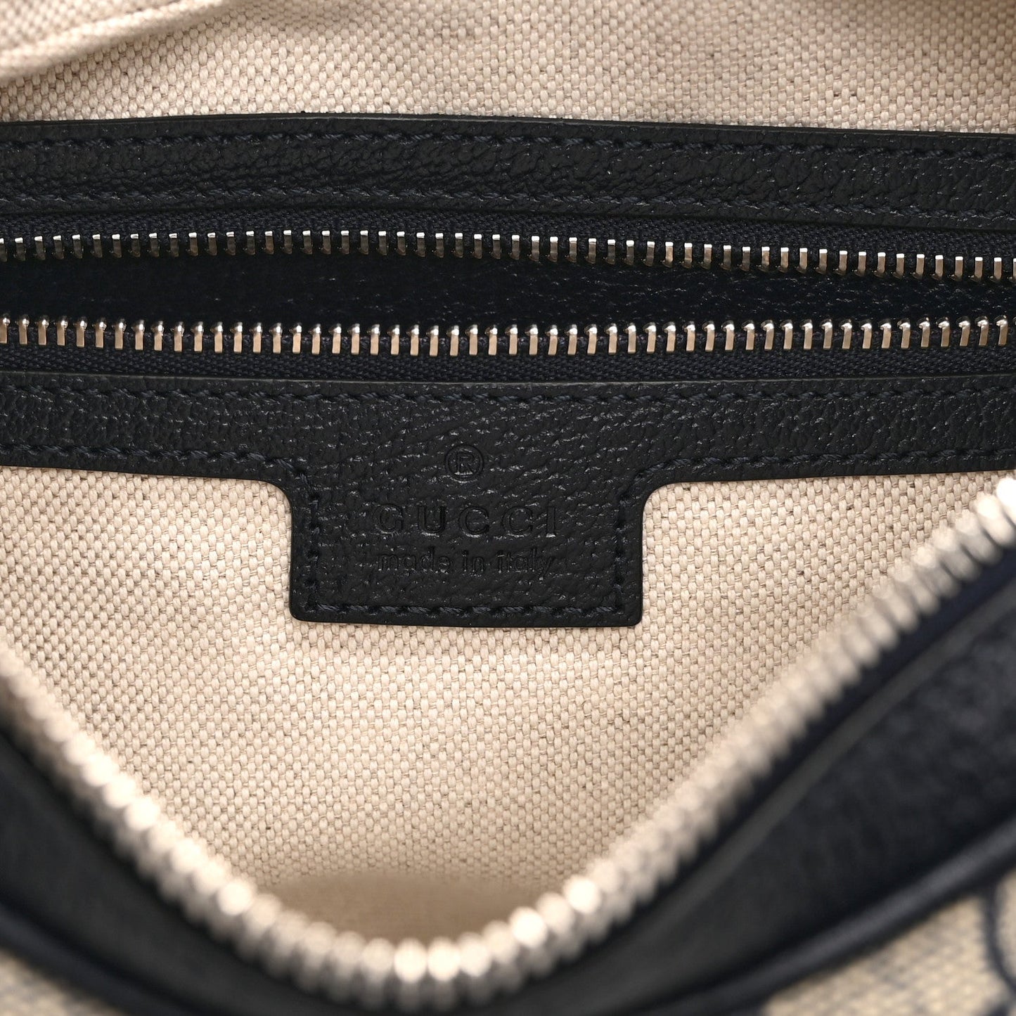 GG Supreme Monogram Textured Calfskin Web Small Attache Shoulder Bag Beige Blue