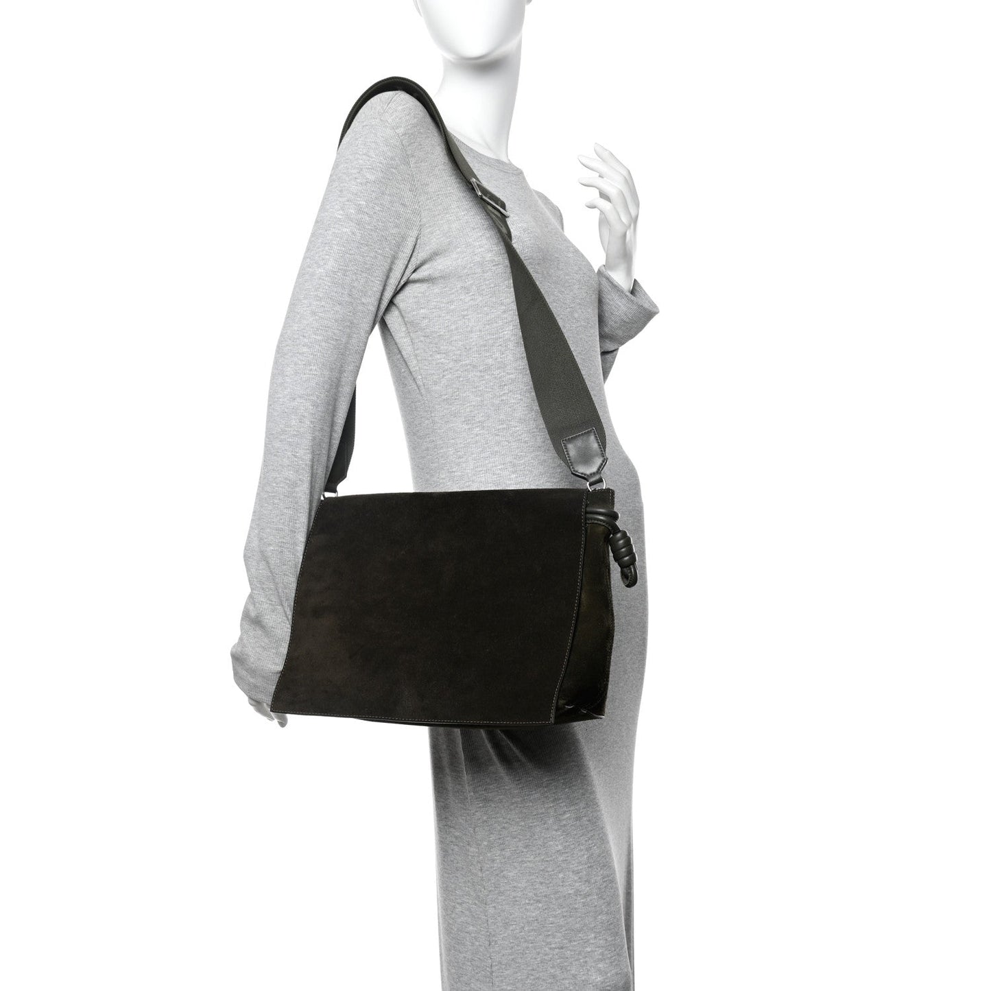 Suede Flamenco Satchel Bottle Green