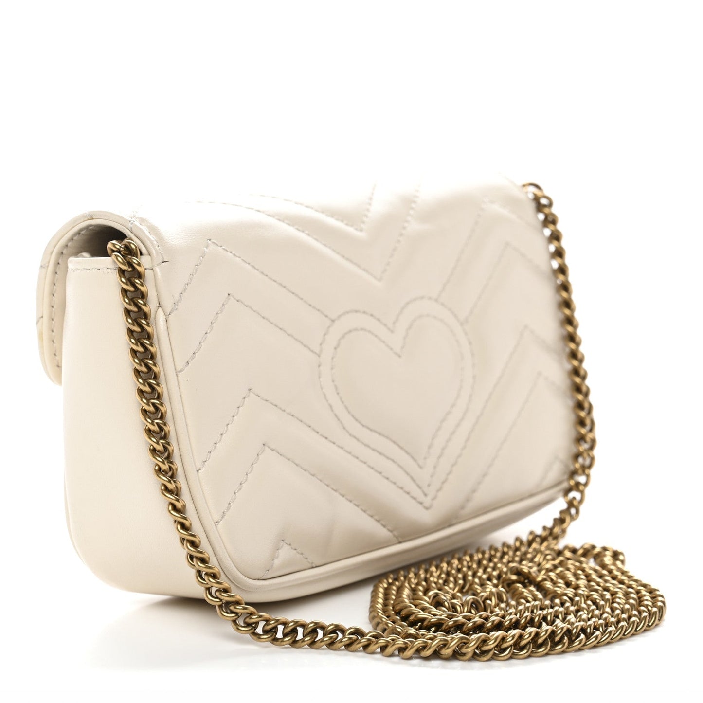Calfskin Matelasse Super Mini GG Marmont Shoulder Bag White