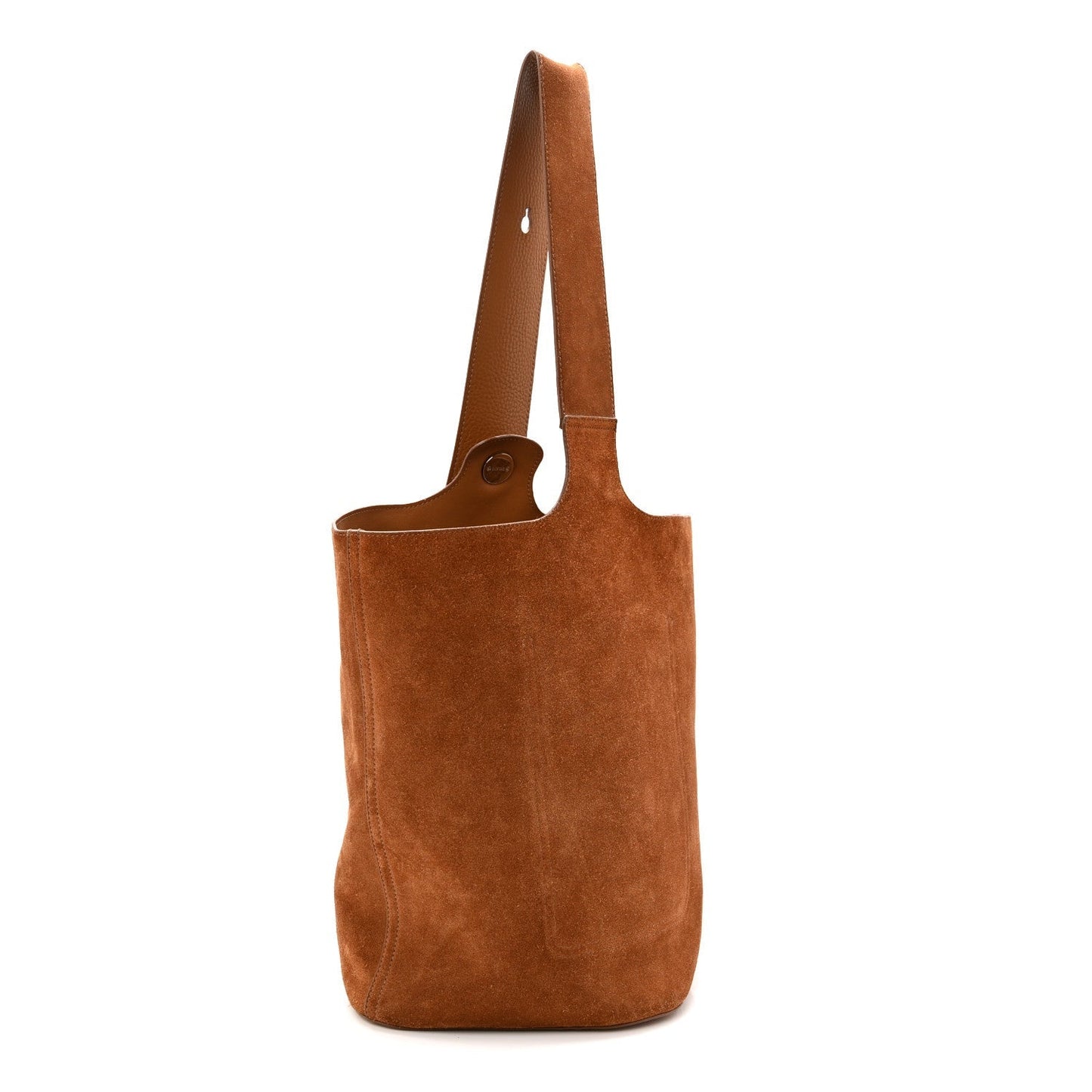 Suede Calfskin Medium Pebble Bucket Bag Tobacco