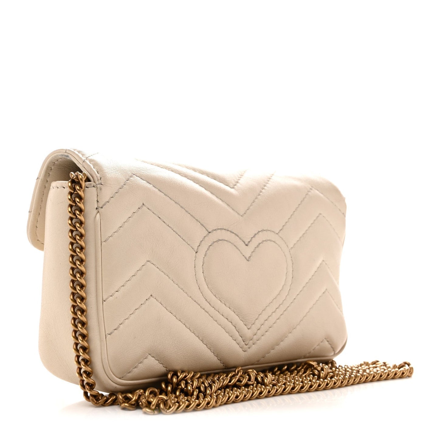 Calfskin Matelasse Super Mini GG Marmont Shoulder Bag White