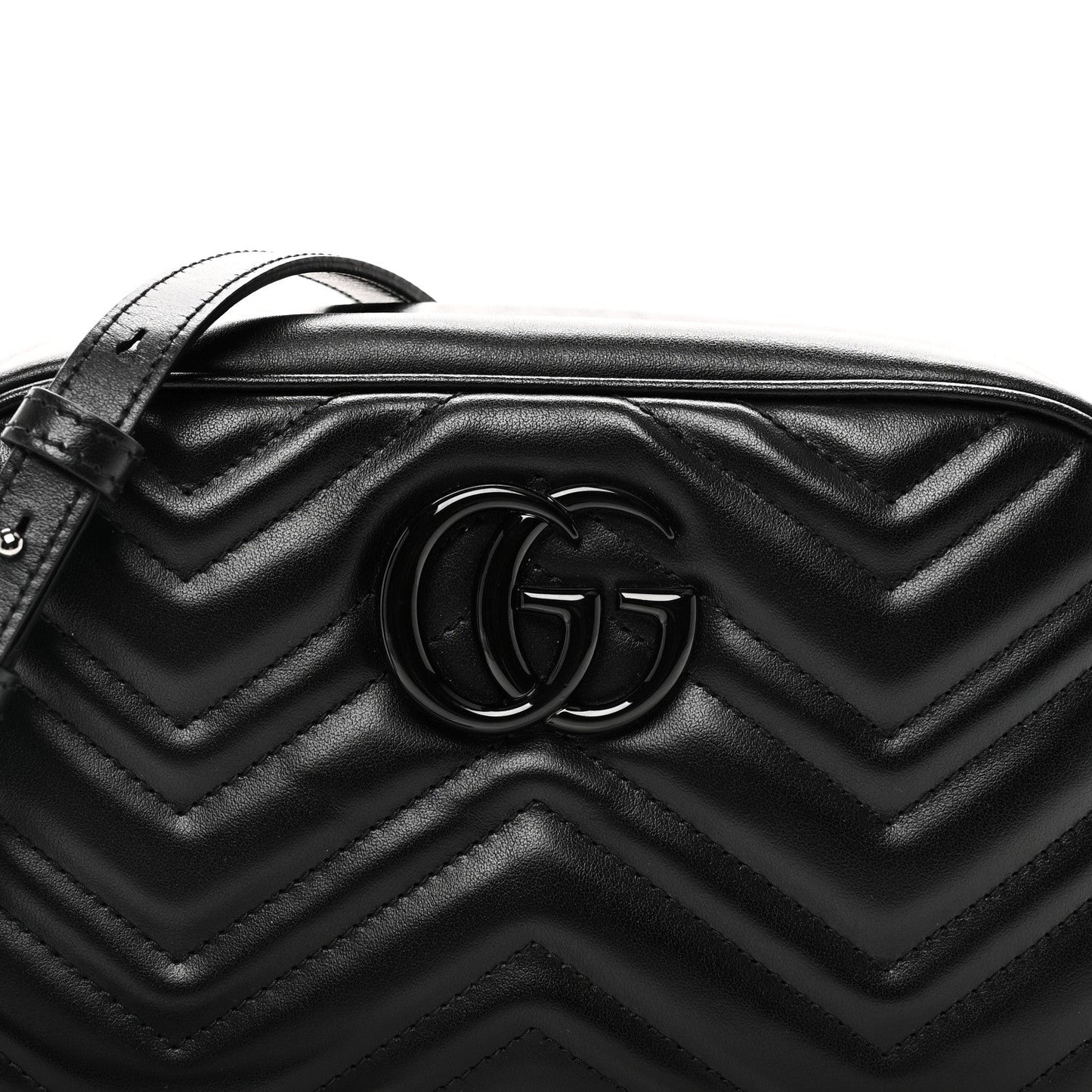 Calfskin Matelasse Monochrome Small GG Marmont Chain Shoulder Bag Black