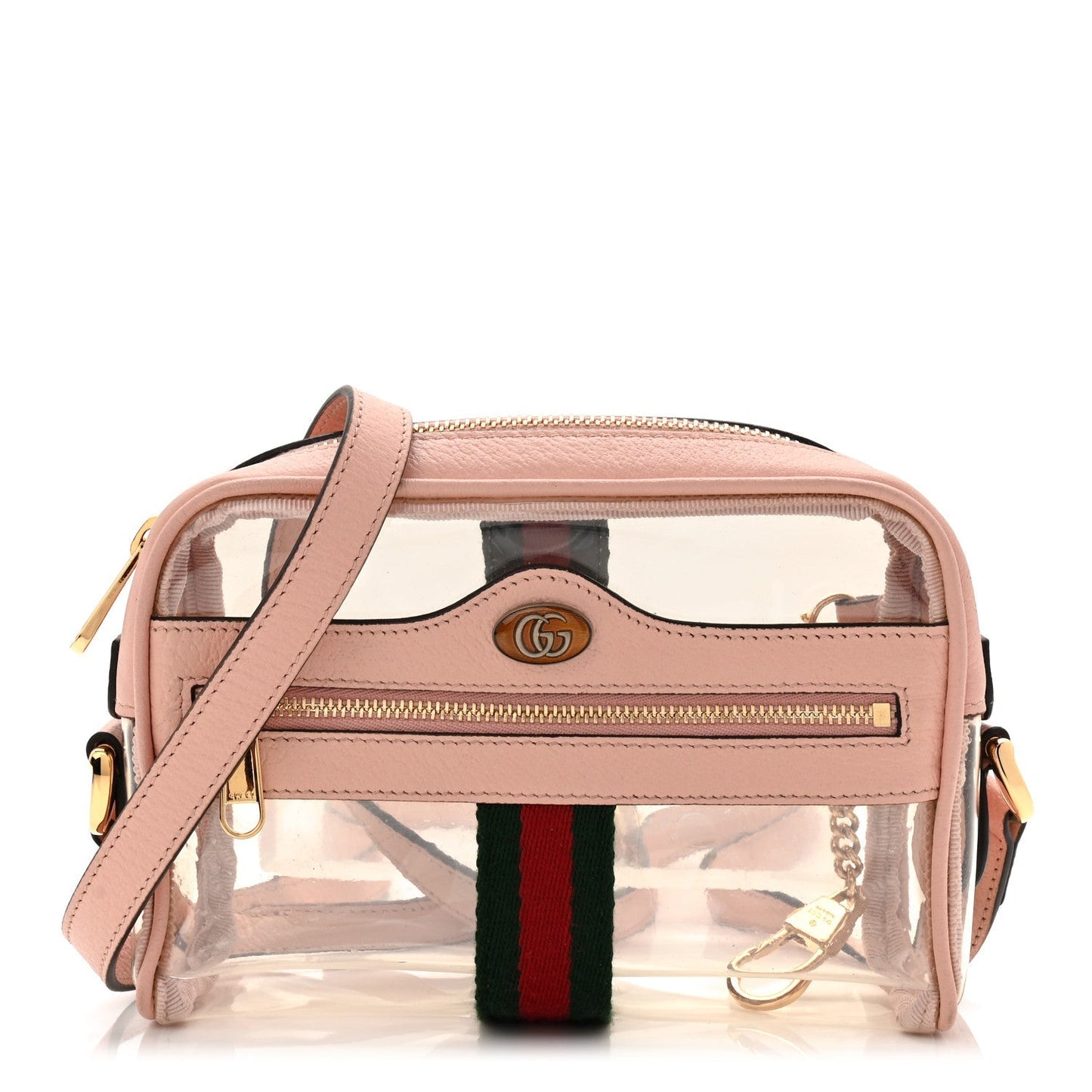 Vinyl Web Mini Ophidia Transparent Shoulder Bag Perfect Pink
