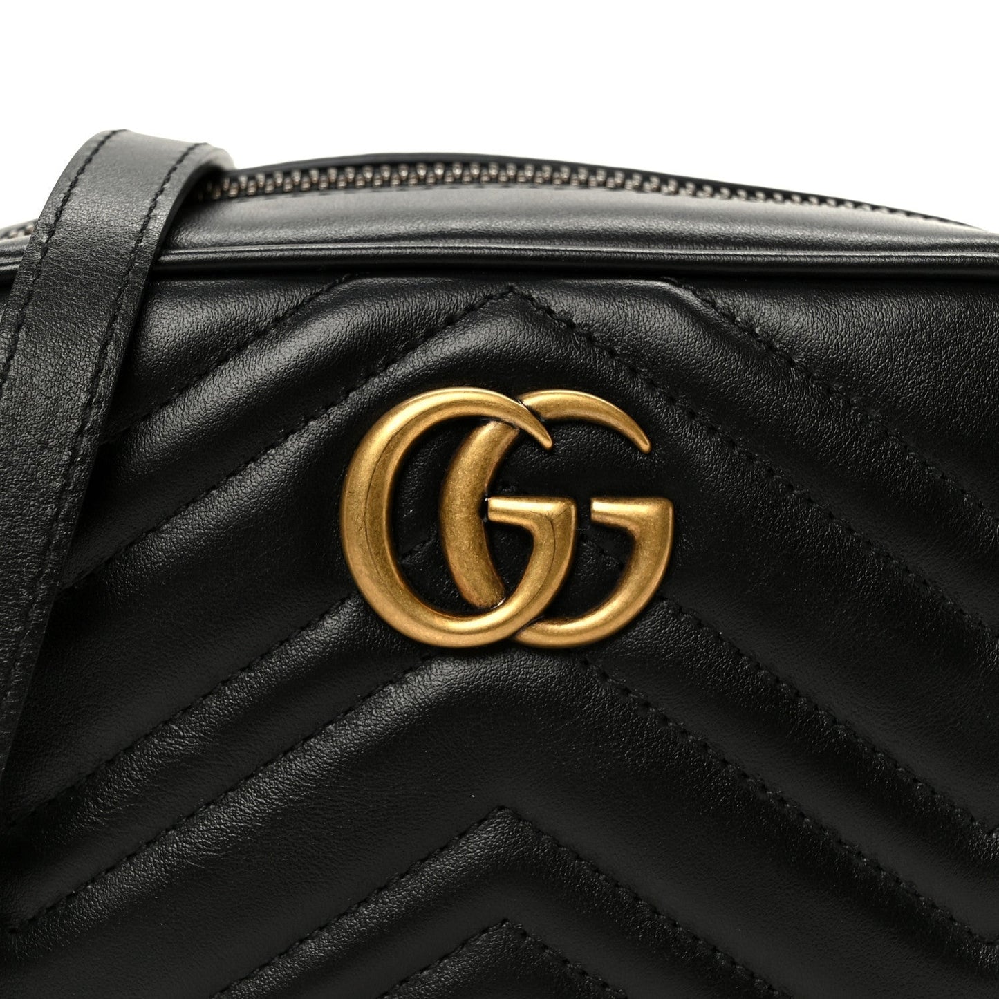 Calfskin Matelasse Mini GG Marmont Chain Shoulder Bag Black