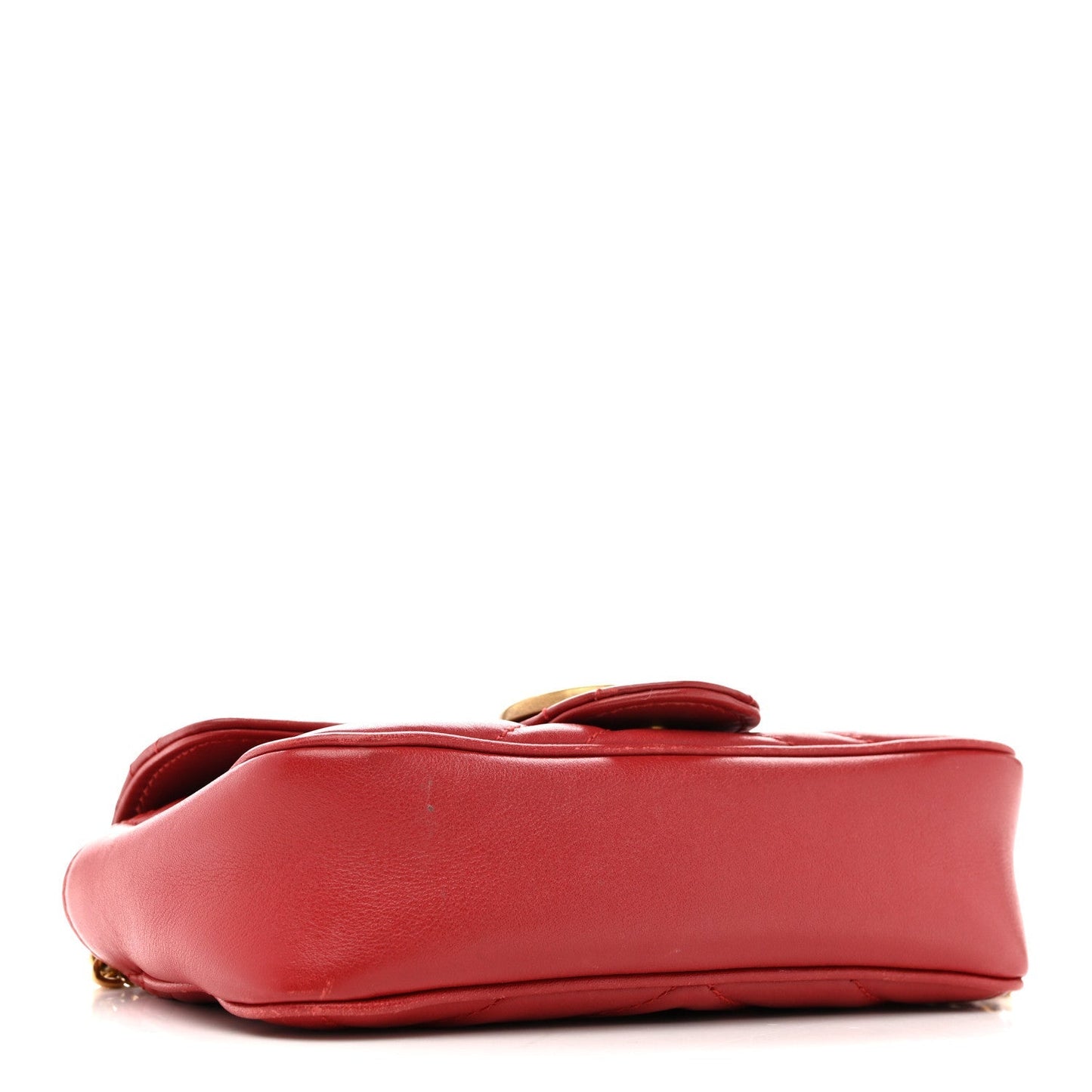 Calfskin Matelasse Super Mini GG Marmont Shoulder Bag Hibiscus Red