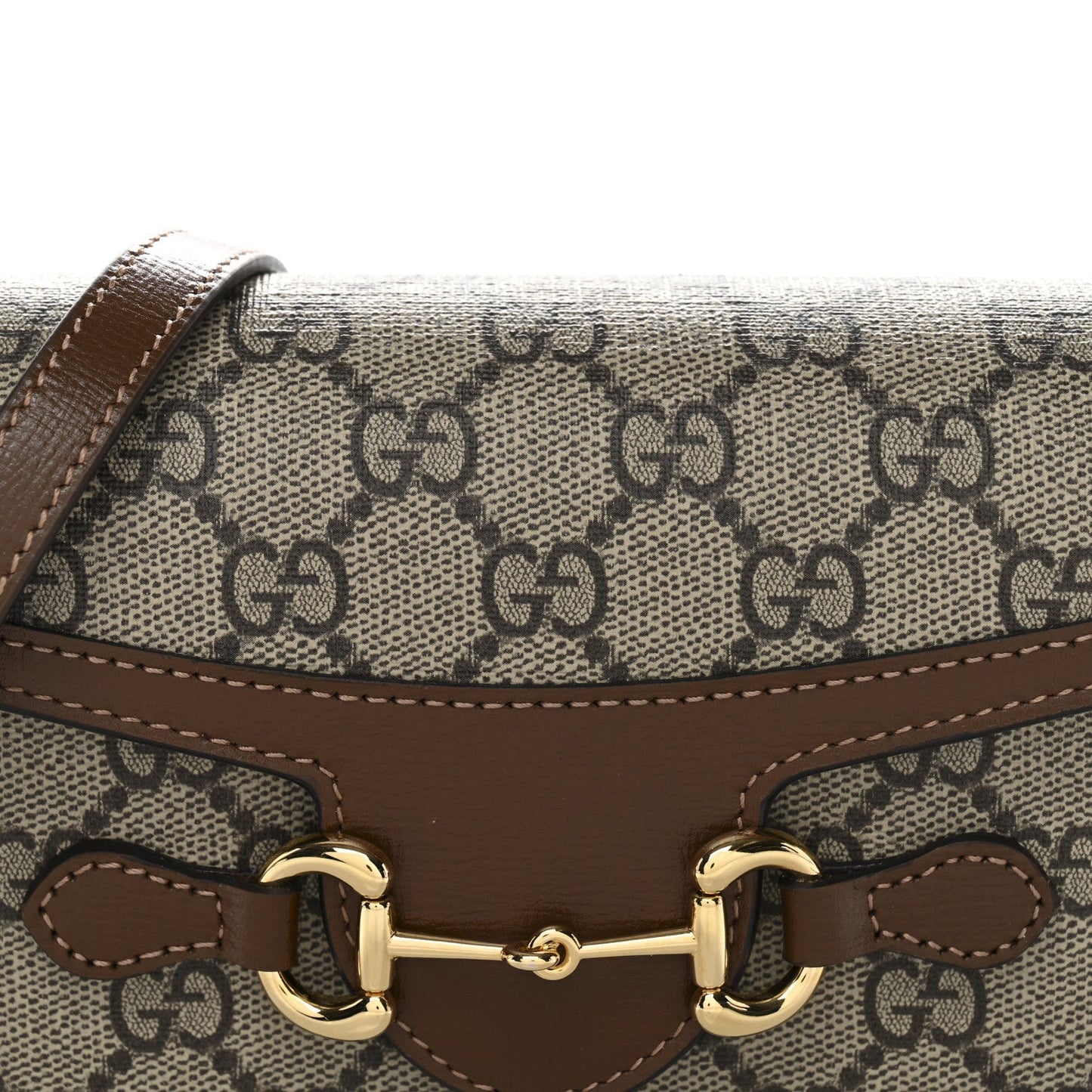 GG Supreme Monogram Mini Horsebit 1955 Shoulder Bag Beige Brown Sugar