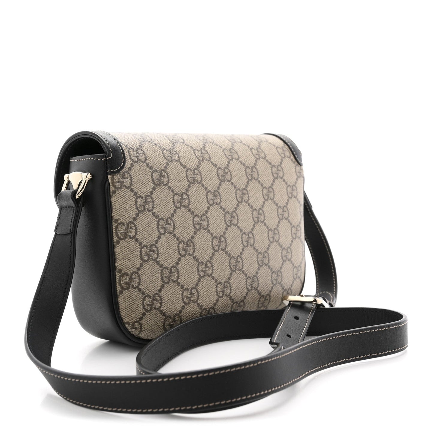 GG Supreme Monogram Horsebit 1955 Soft Small Shoulder Bag Beige Black