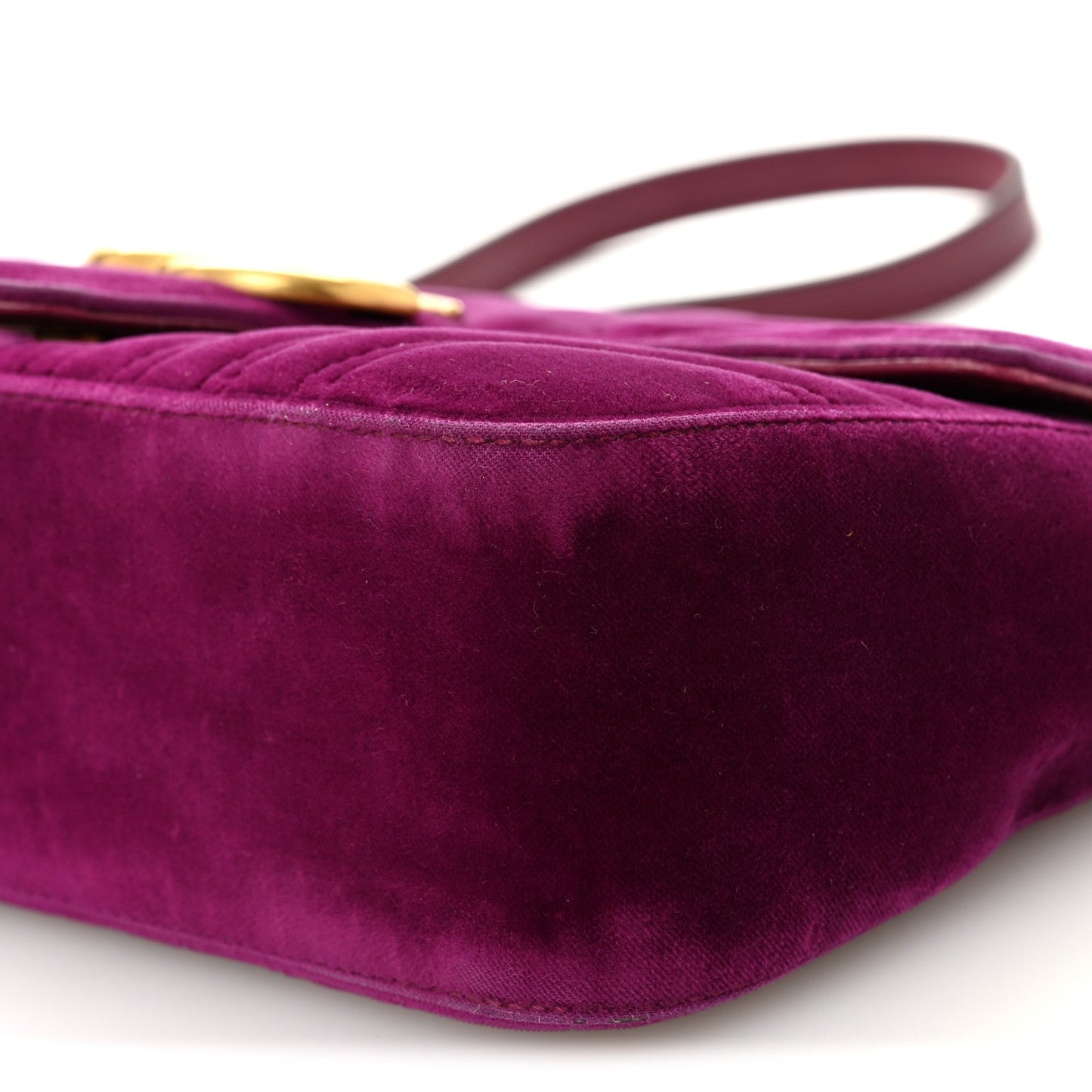 Velvet Matelasse Small GG Marmont Shoulder Bag Fuchsia Violet Cyclamen