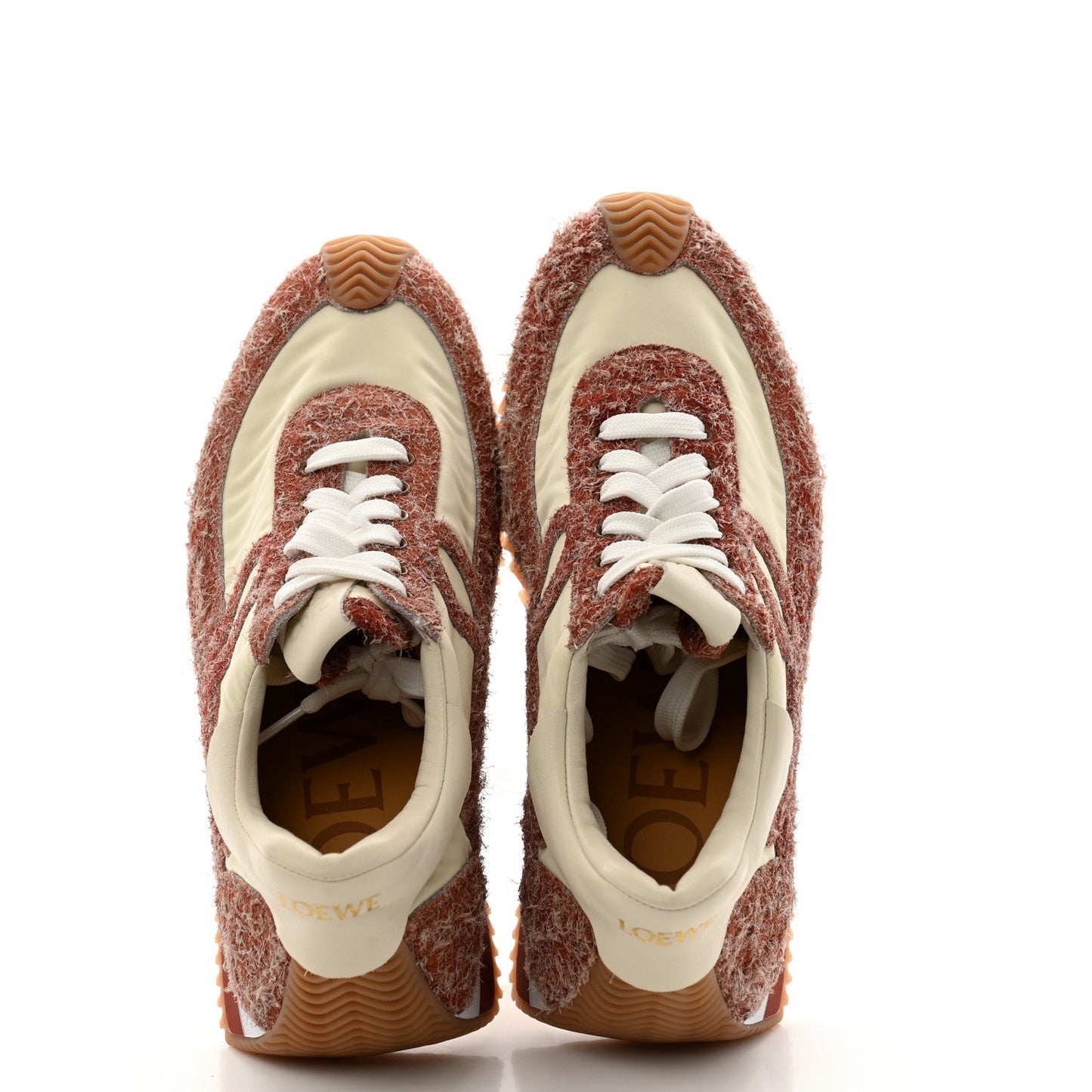 Nylon Brushed Suede Flow Runner Sneakers 40 Red Soft White