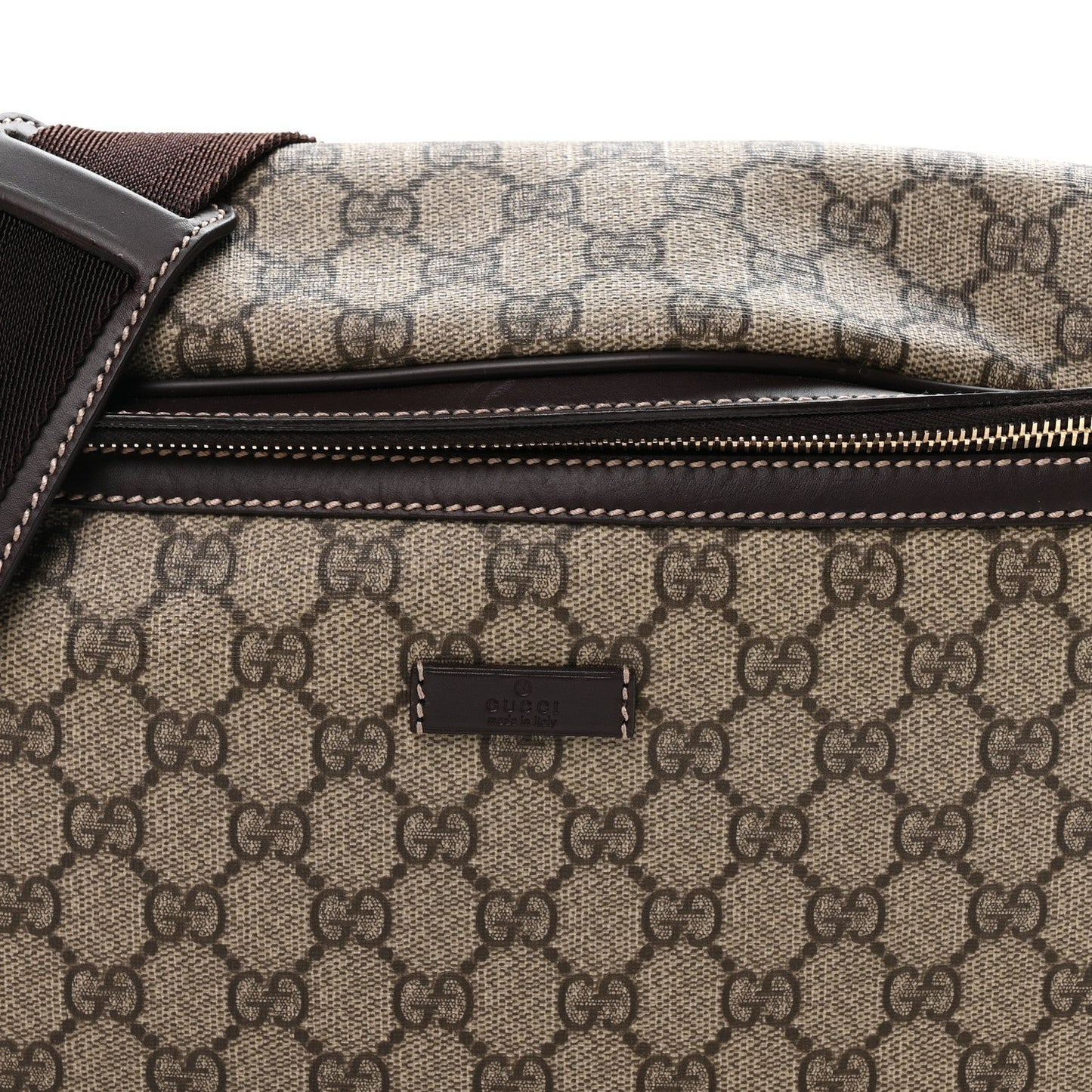 GG Supreme Monogram Belt Bag Dark Brown