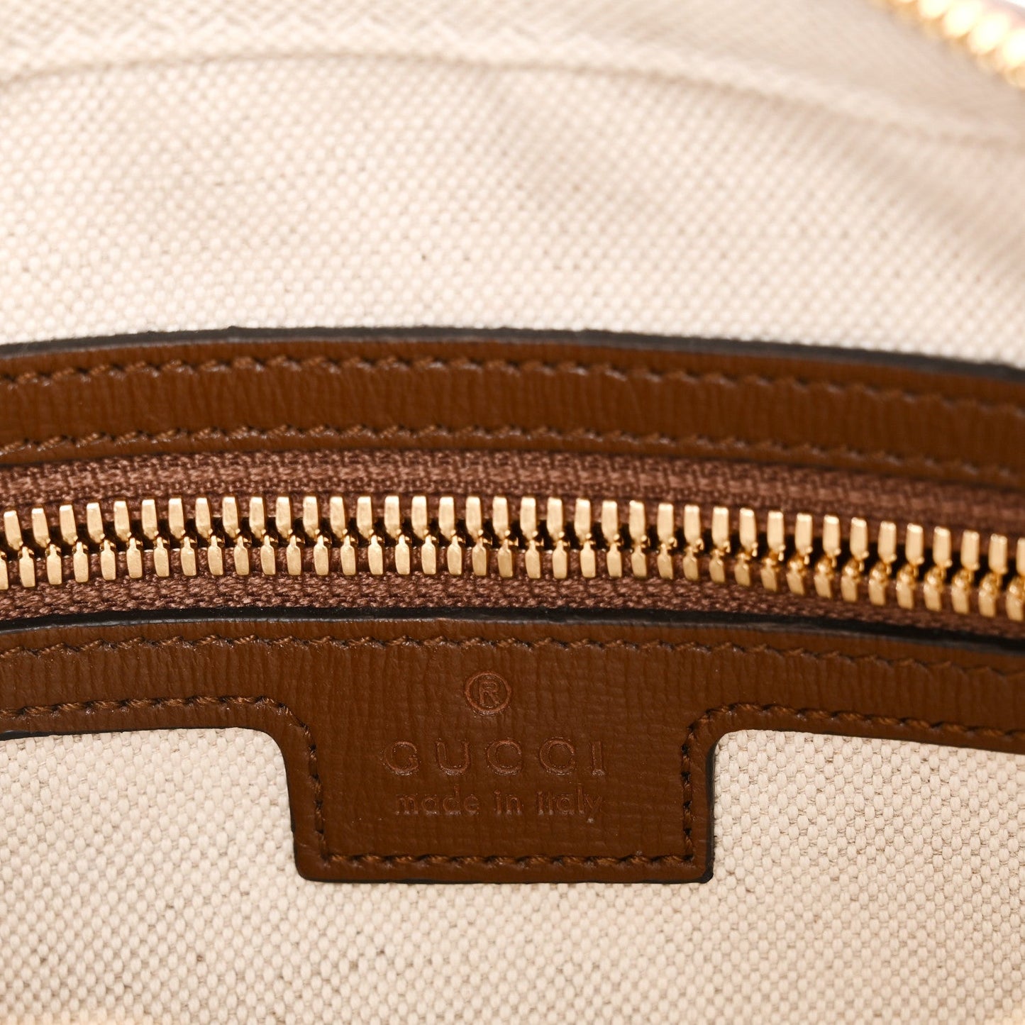 GG Supreme Monogram Azalea Calfskin Retro Interlocking G Messenger Shoulder Bag Beige Ebony Brown Sugar