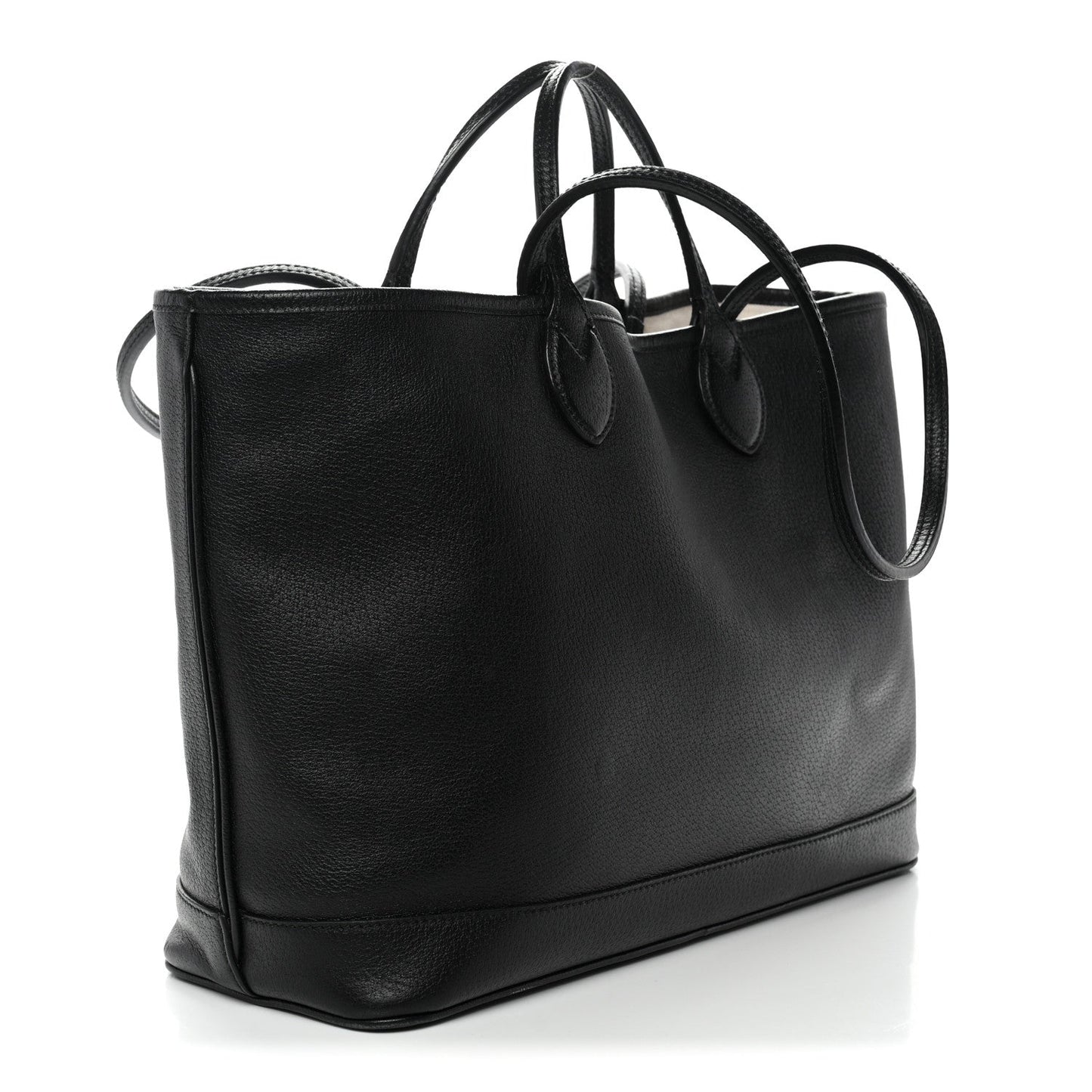 Textured Dollar Calfskin Medium Ophidia Shoulder Tote Bag Black