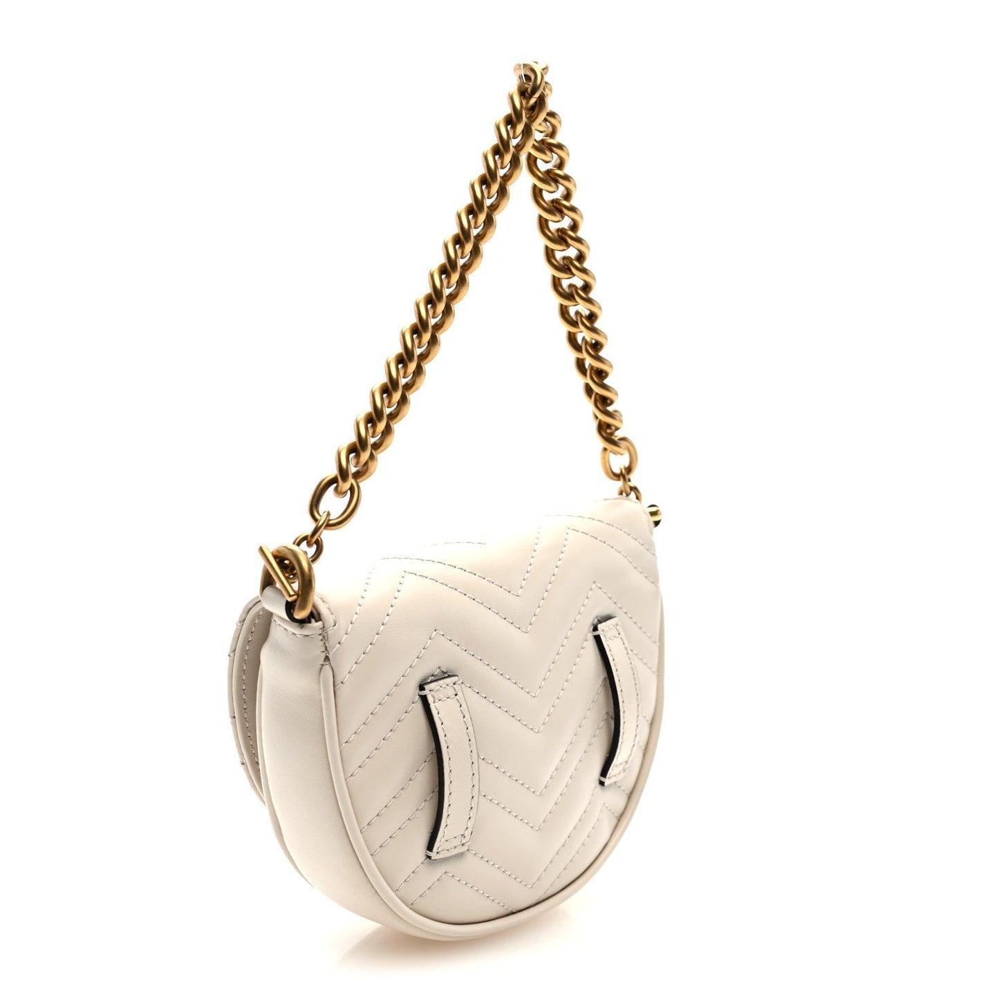 Calfskin Matelasse Mini GG Marmont Chain Belt Bag Mystic White