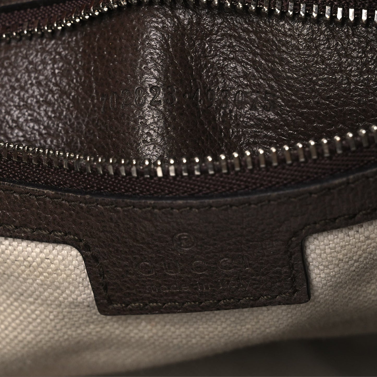 GG Supreme Monogram Textured Calfskin Web Large Attache Shoulder Bag Beige Ebony New Acero