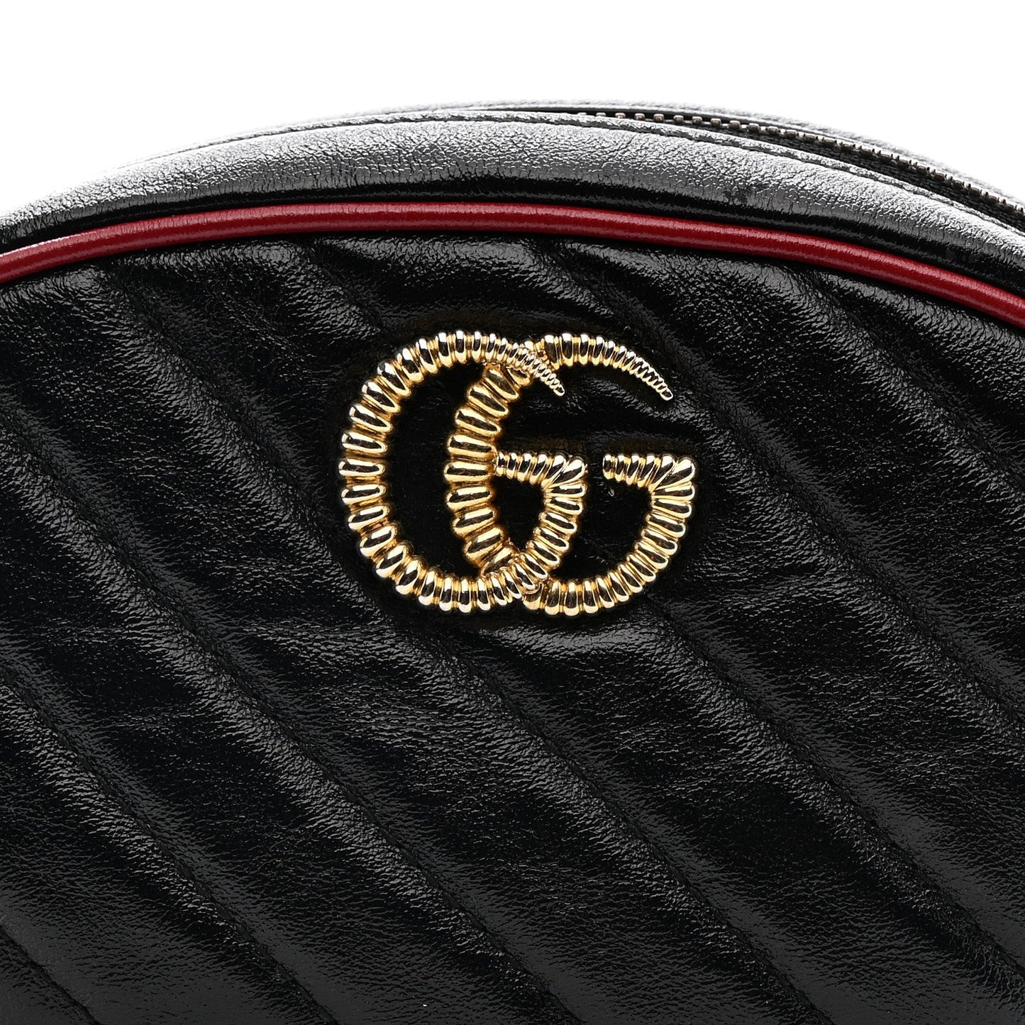 Azalea Calfskin Matelasse Diagonal Torchon GG Marmont Belt Bag 85 34 Black Romantic Cerise