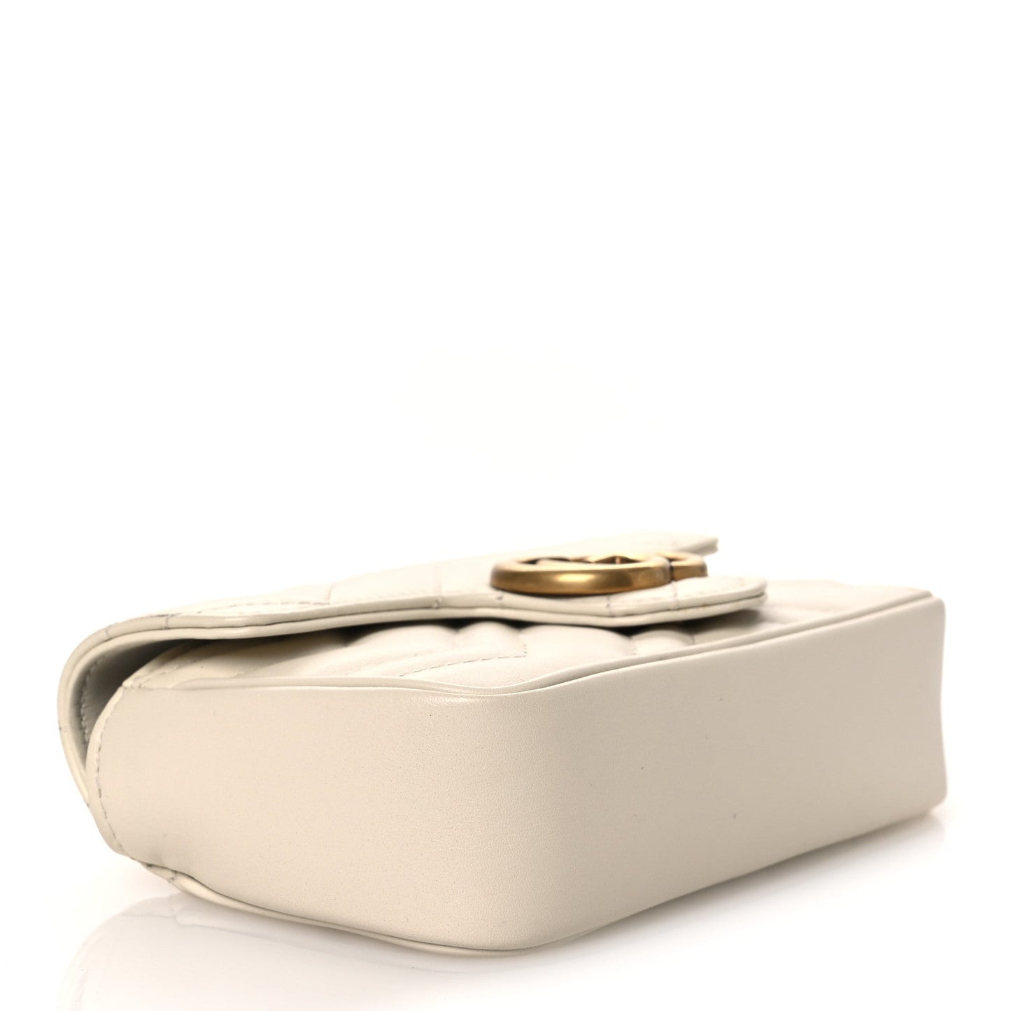 Calfskin Matelasse Super Mini GG Marmont Shoulder Bag White