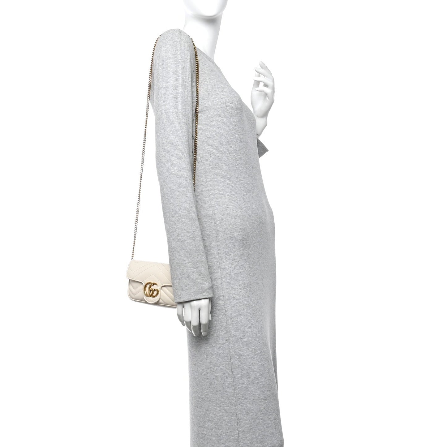 Calfskin Matelasse Super Mini GG Marmont Shoulder Bag White