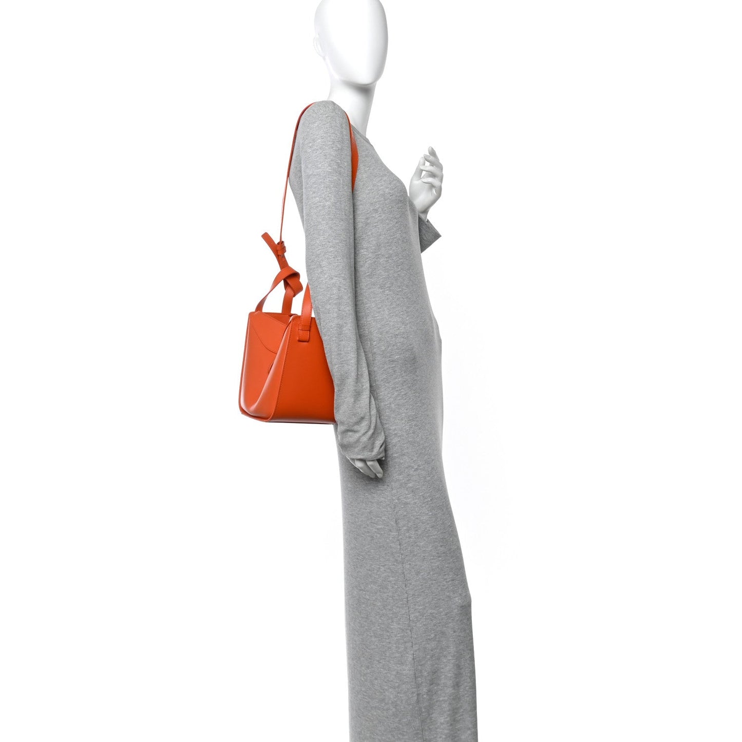 Satin Calfskin Compact Hammock Shoulder Bag Orange