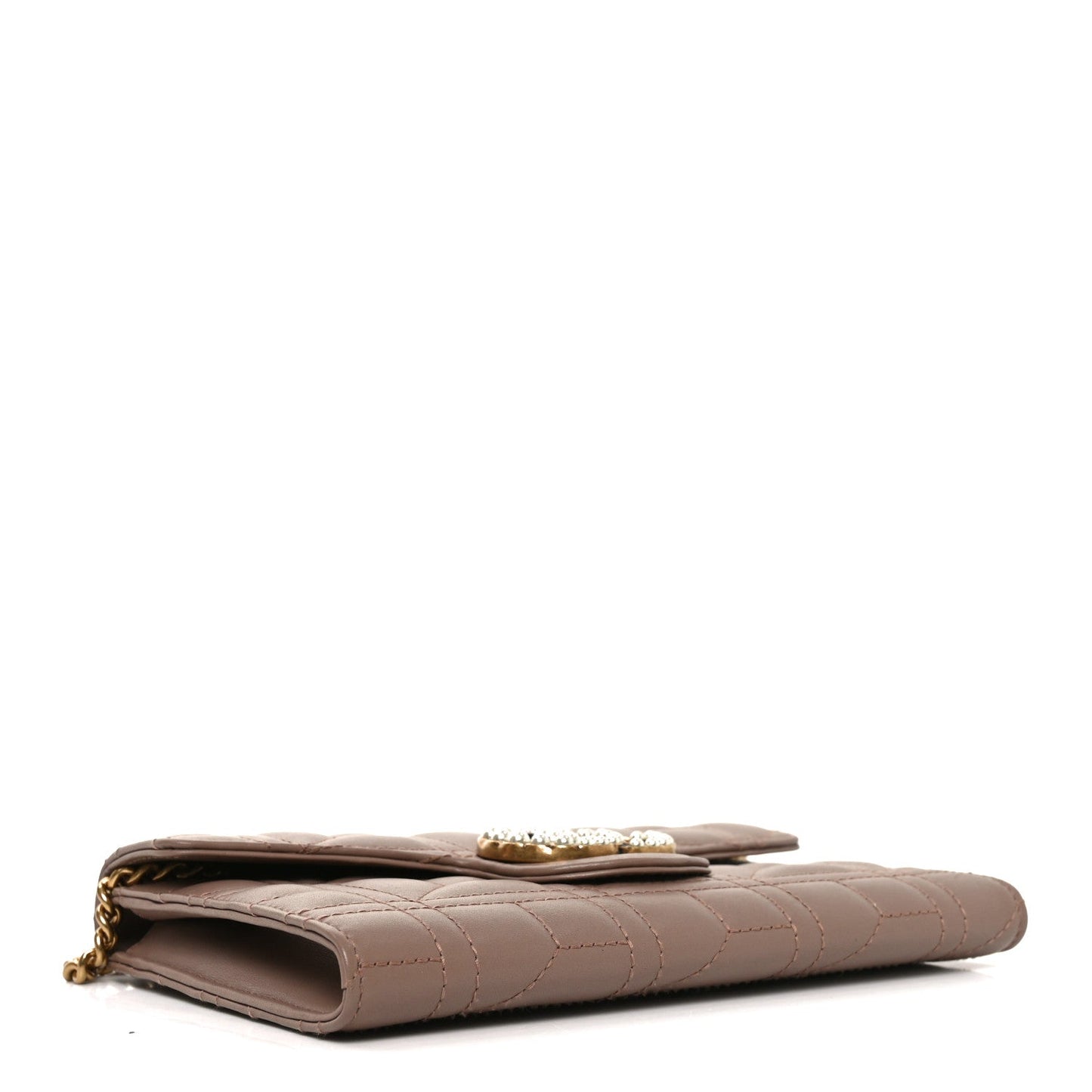 Calfskin Matelasse Mini Pearly GG Marmont Chain Wallet Porcelain Rose