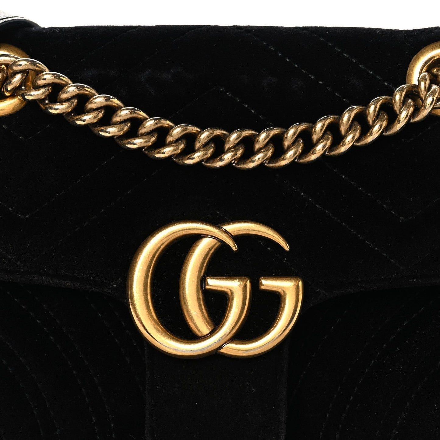 Velvet Matelasse Mini GG Marmont Shoulder Bag Black