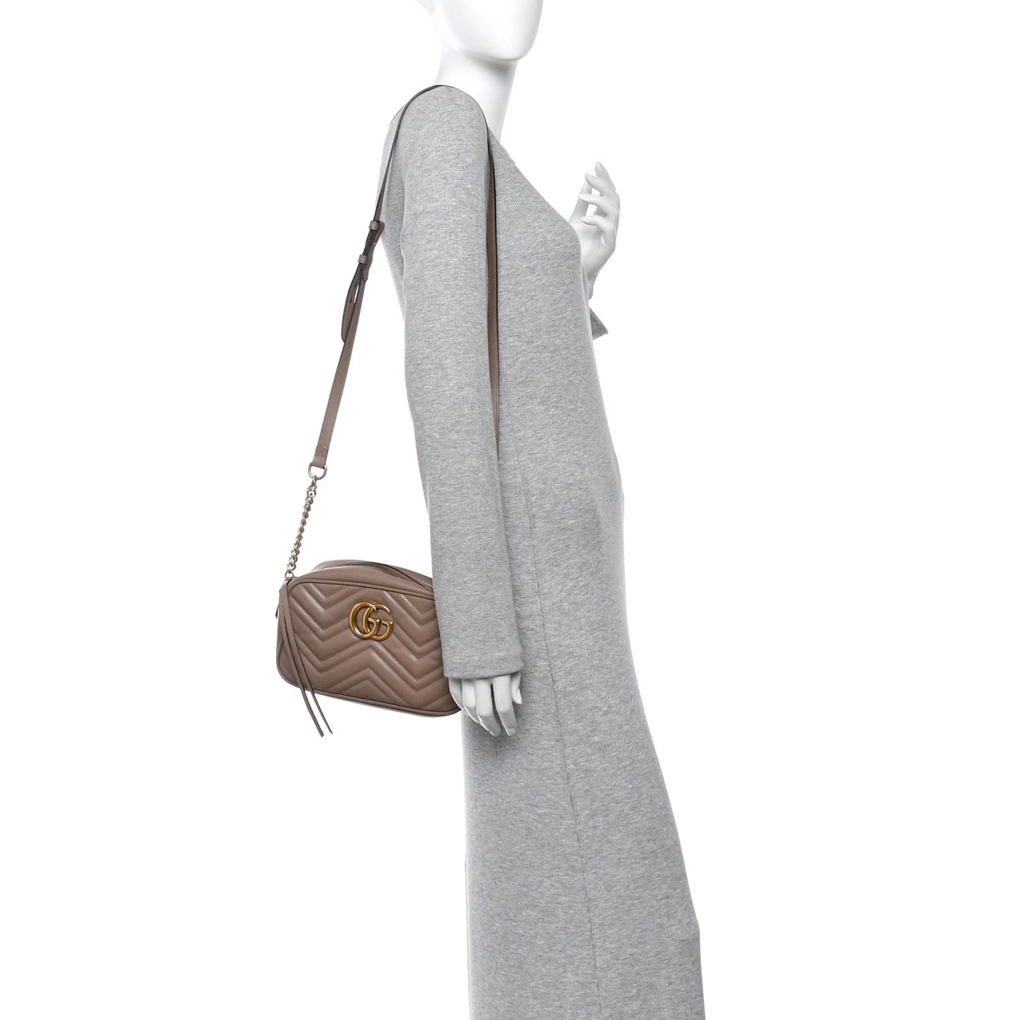 Calfskin Matelasse Small GG Marmont Chain Shoulder Bag Porcelain Rose