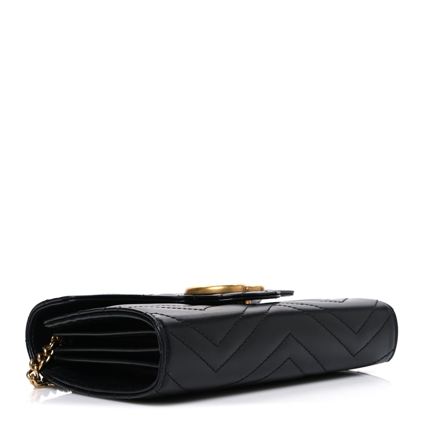 Calfskin Matelasse GG Marmont Chain Wallet Black
