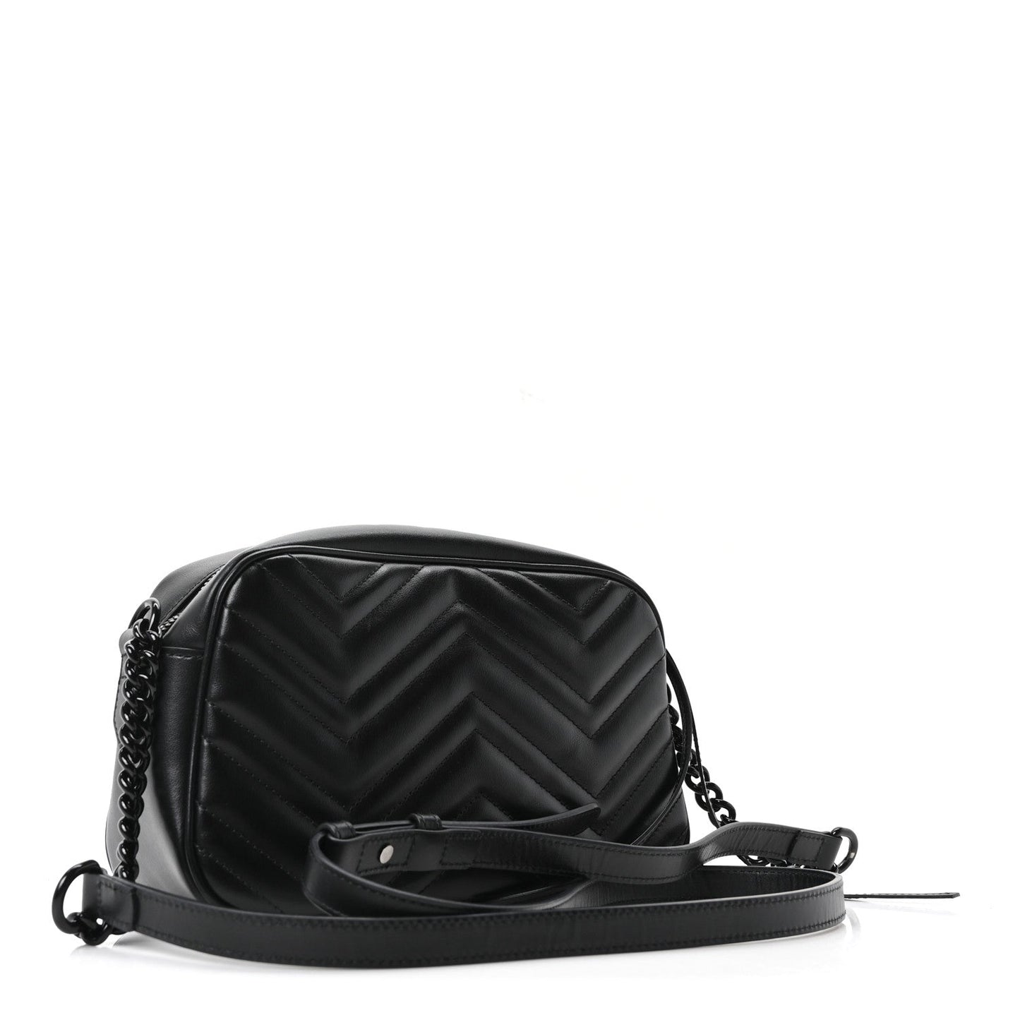 Calfskin Matelasse Monochrome Small GG Marmont Chain Shoulder Bag Black
